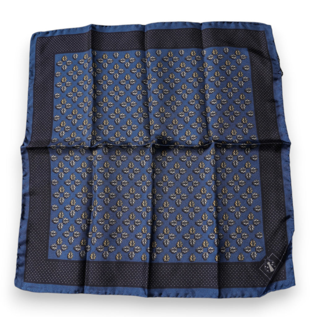 Dolce & Gabbana Blue Ladybug Silk Square Handkerchief Scarf