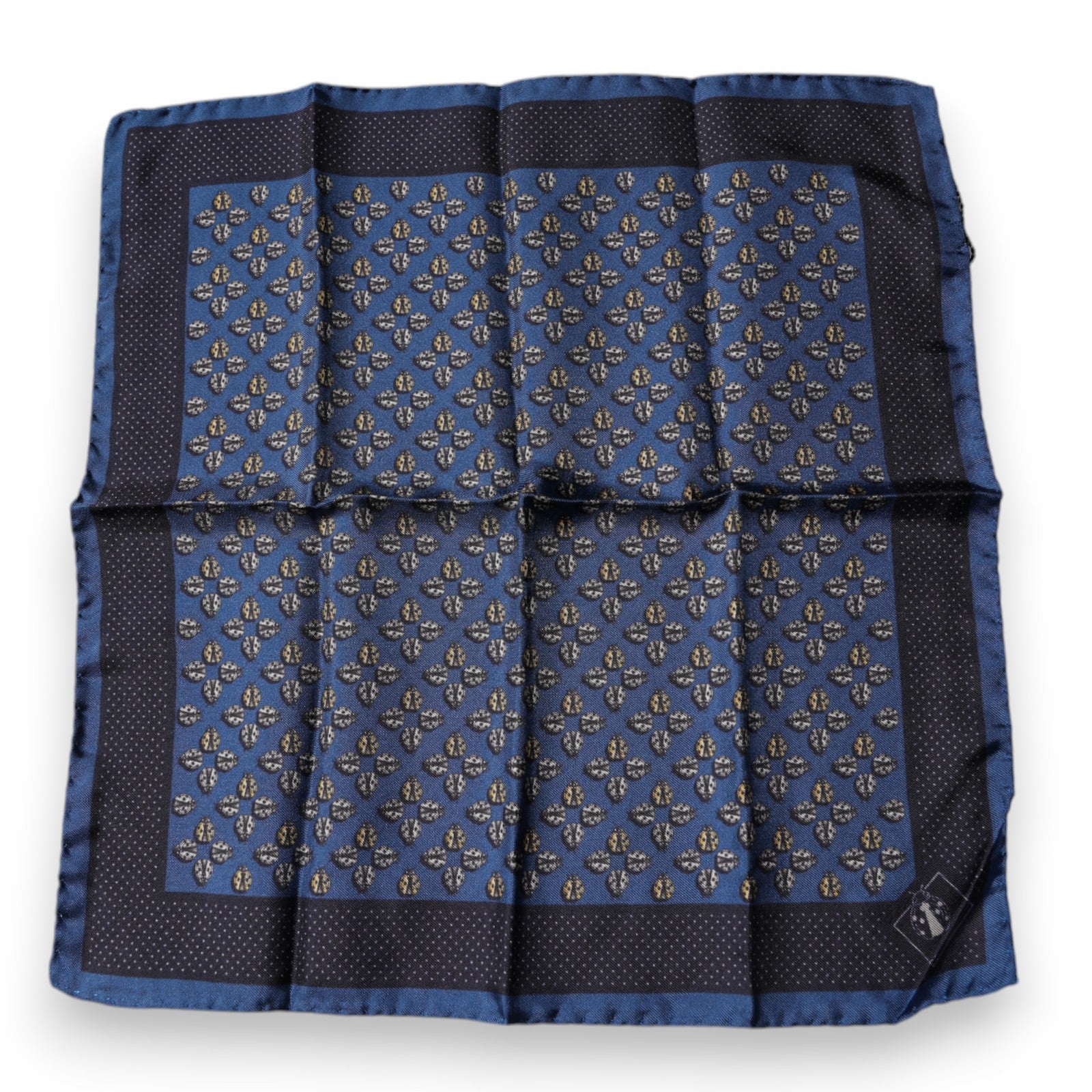 Dolce & Gabbana Blue Ladybug Silk Square Handkerchief Scarf