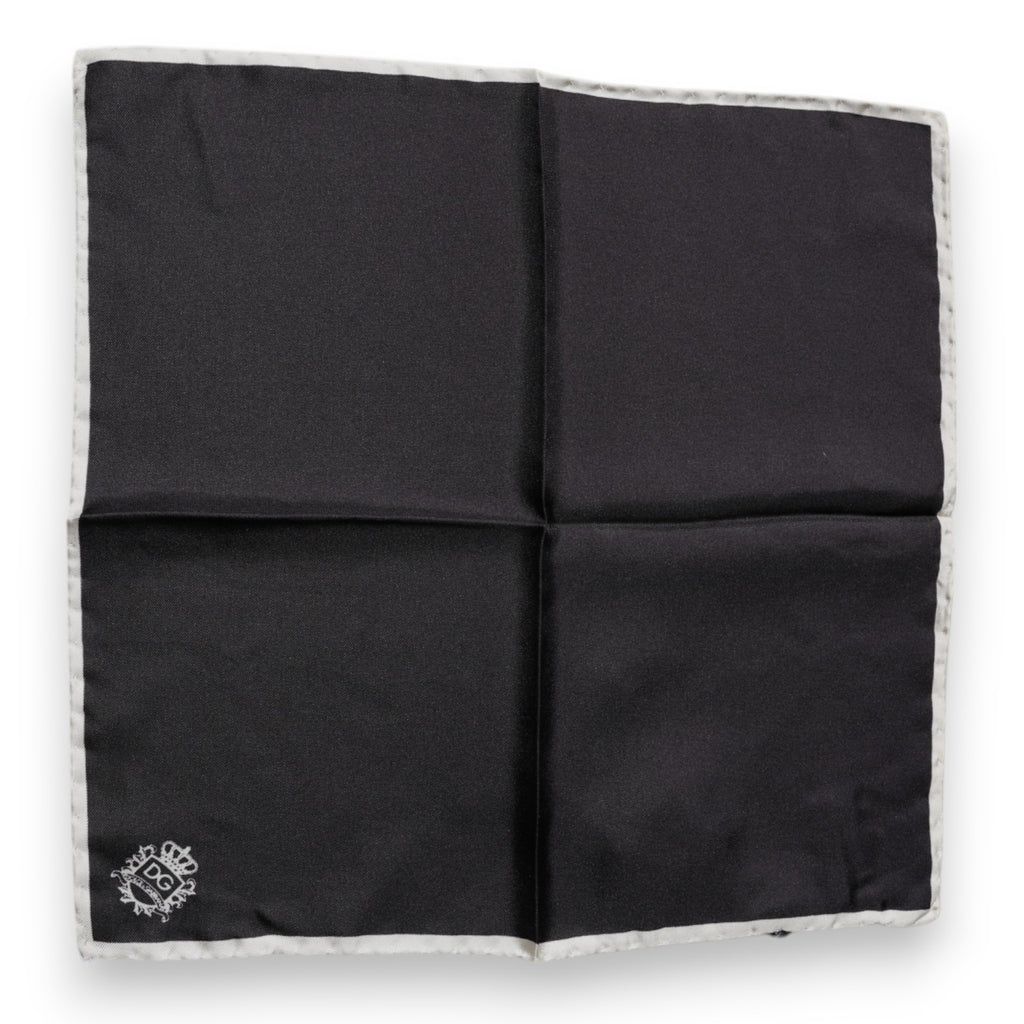 Dolce & Gabbana Schwarzer Crown Logo Quadratischer Taschentuchschal