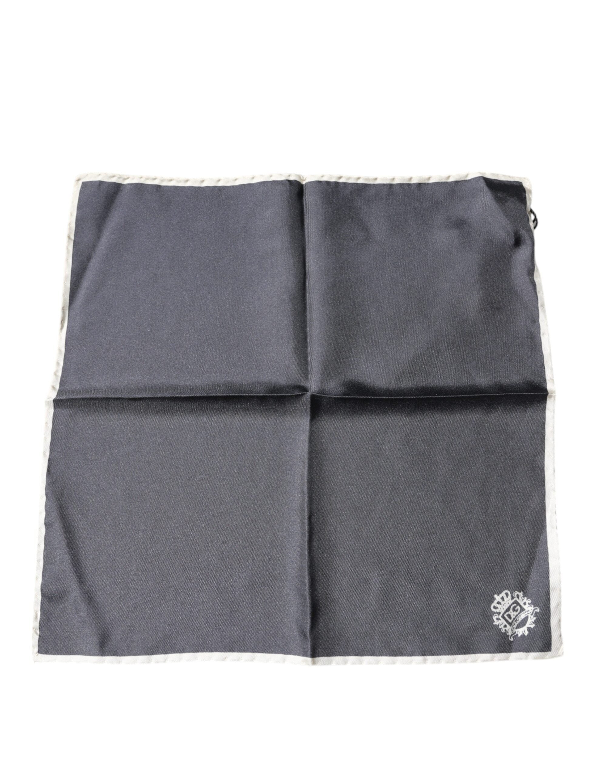 Dolce & Gabbana Grey Crown Logo Square Handkerchief Neck Scarf