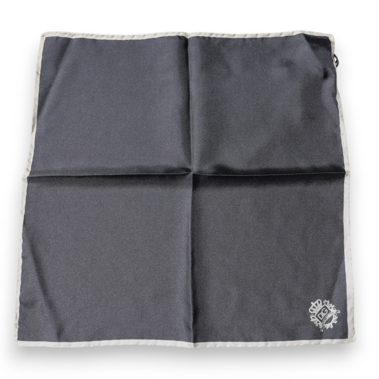 Dolce & Gabbana Grey Crown Logo Square Handkerchief Neck Scarf