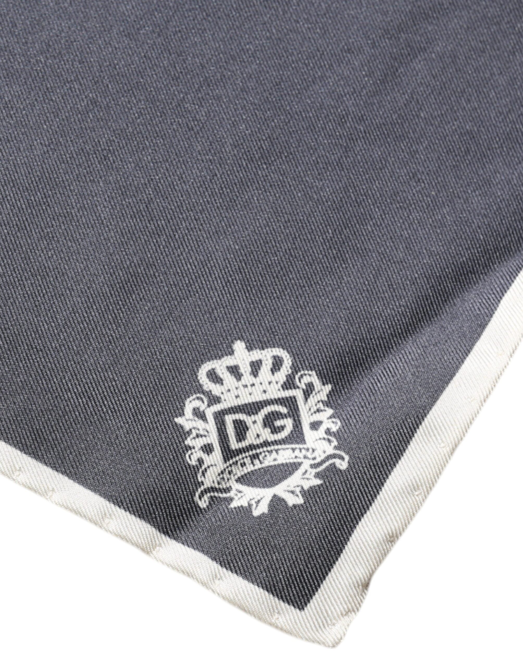 Dolce & Gabbana Grey Crown Logo Square Handkerchief Neck Scarf