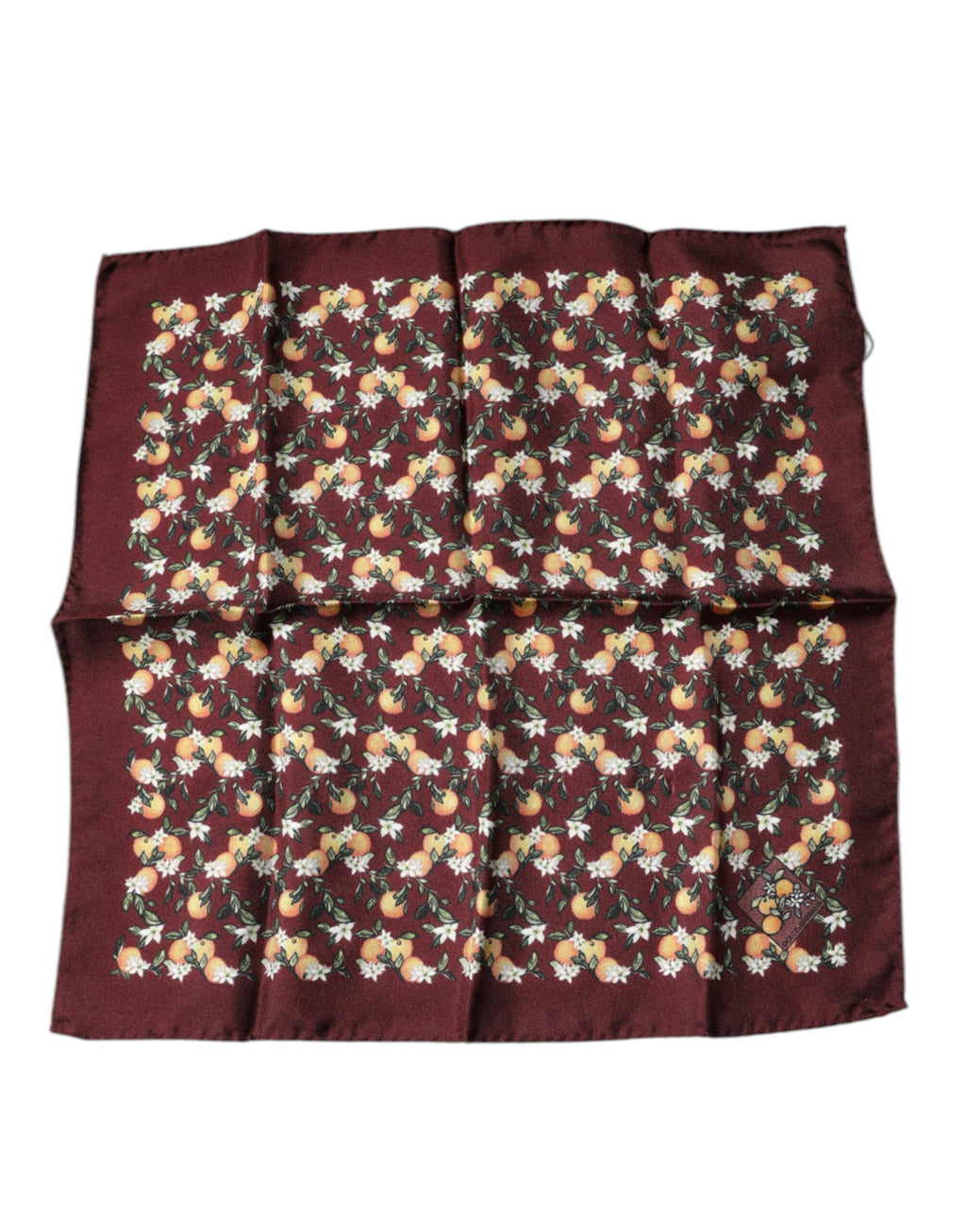 Dolce & Gabbana Maroon Oranges Seidenschal Quadratisches Taschentuch
