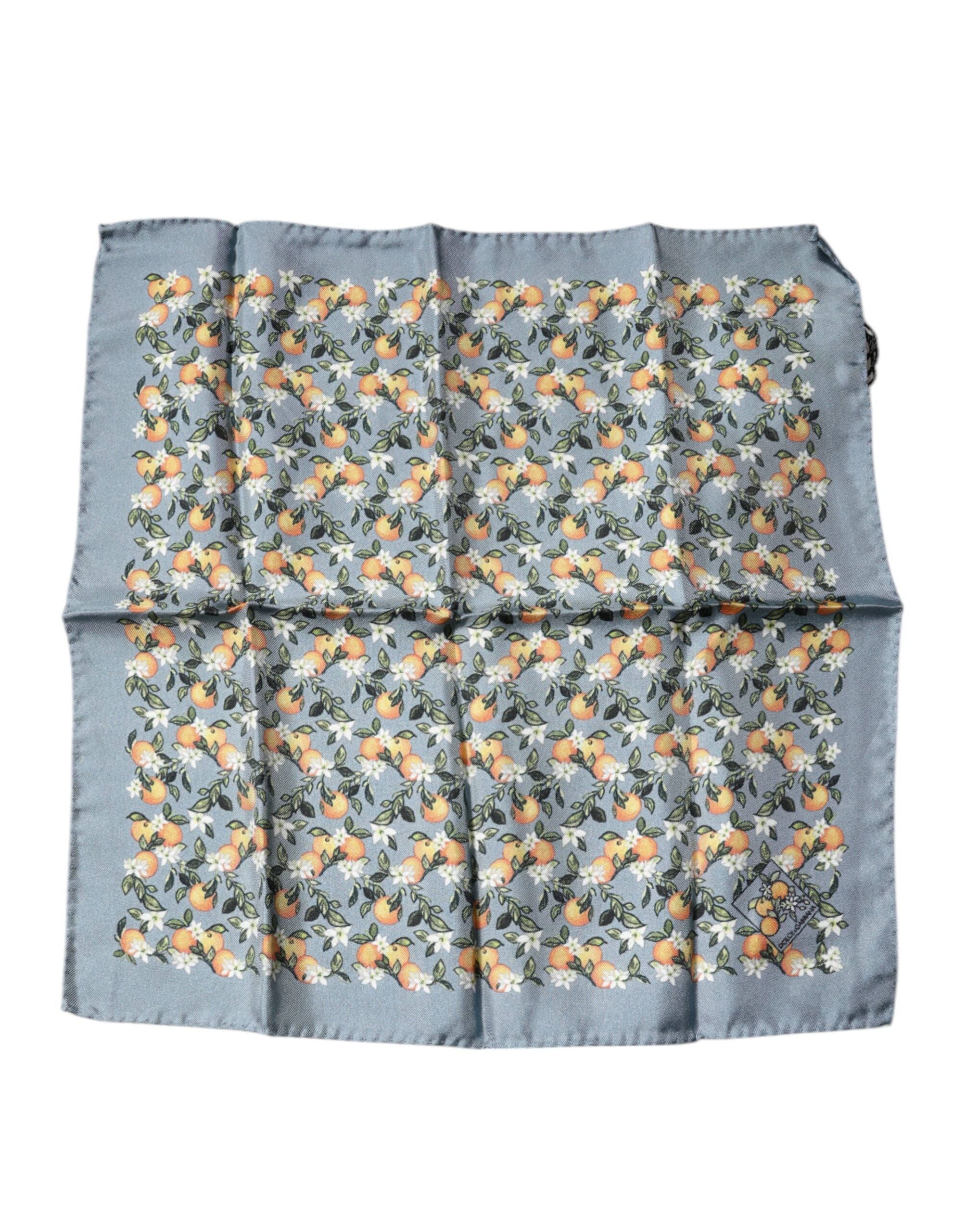 Dolce & Gabbana Grey Orange Silk Square Scarf