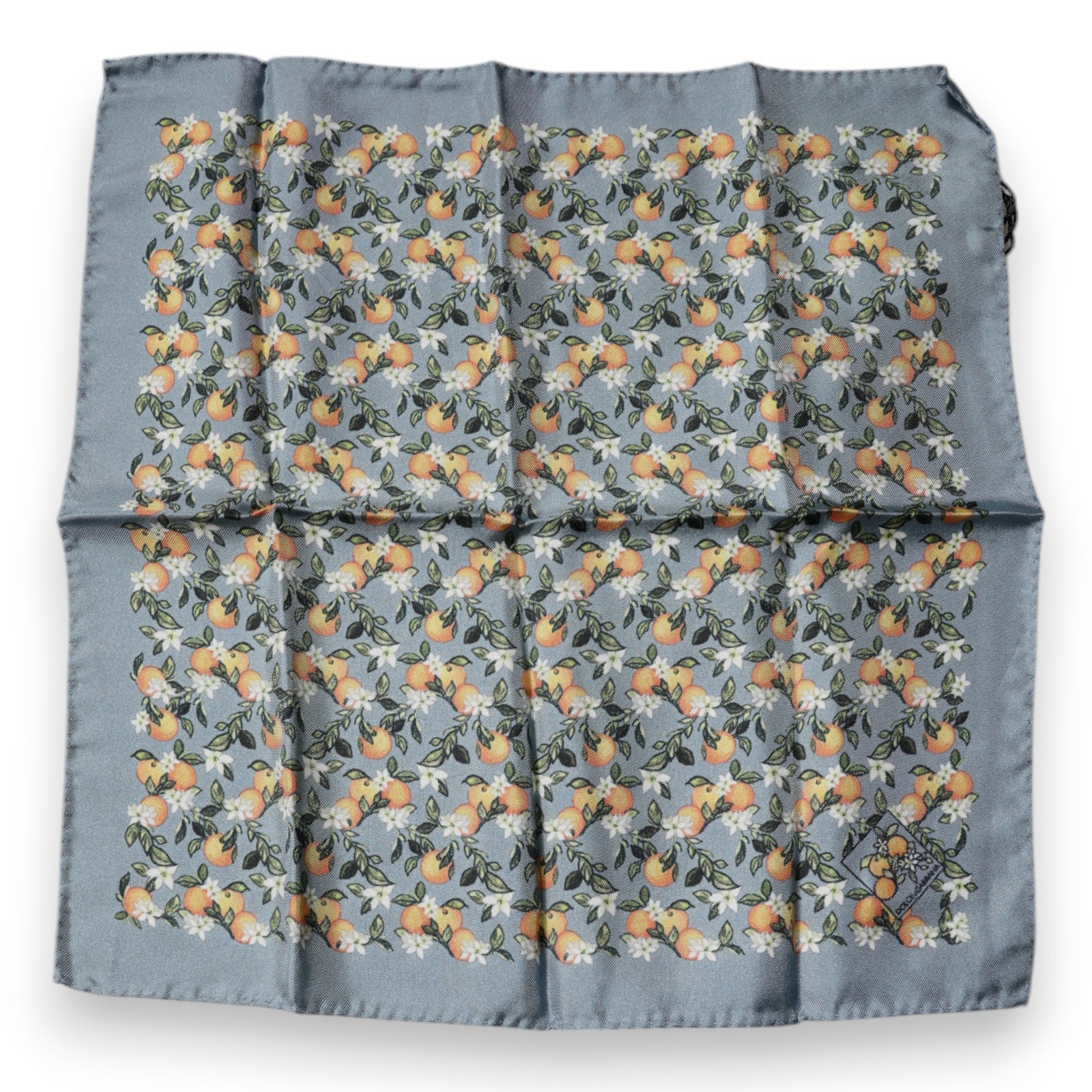 Dolce & Gabbana Grey Orange Silk Square Scarf