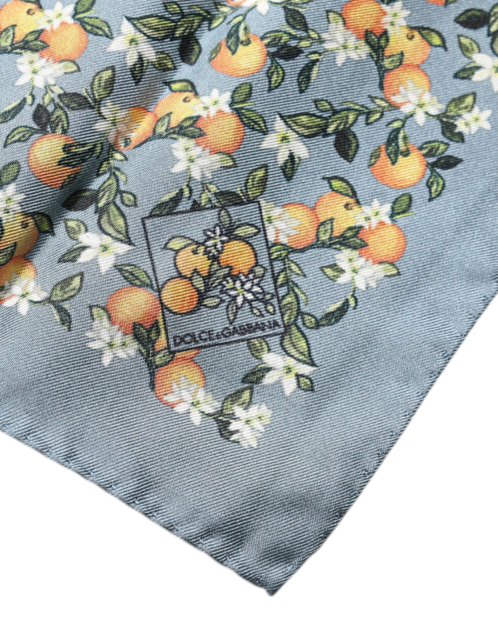 Dolce & Gabbana Grey Orange Silk Square Scarf