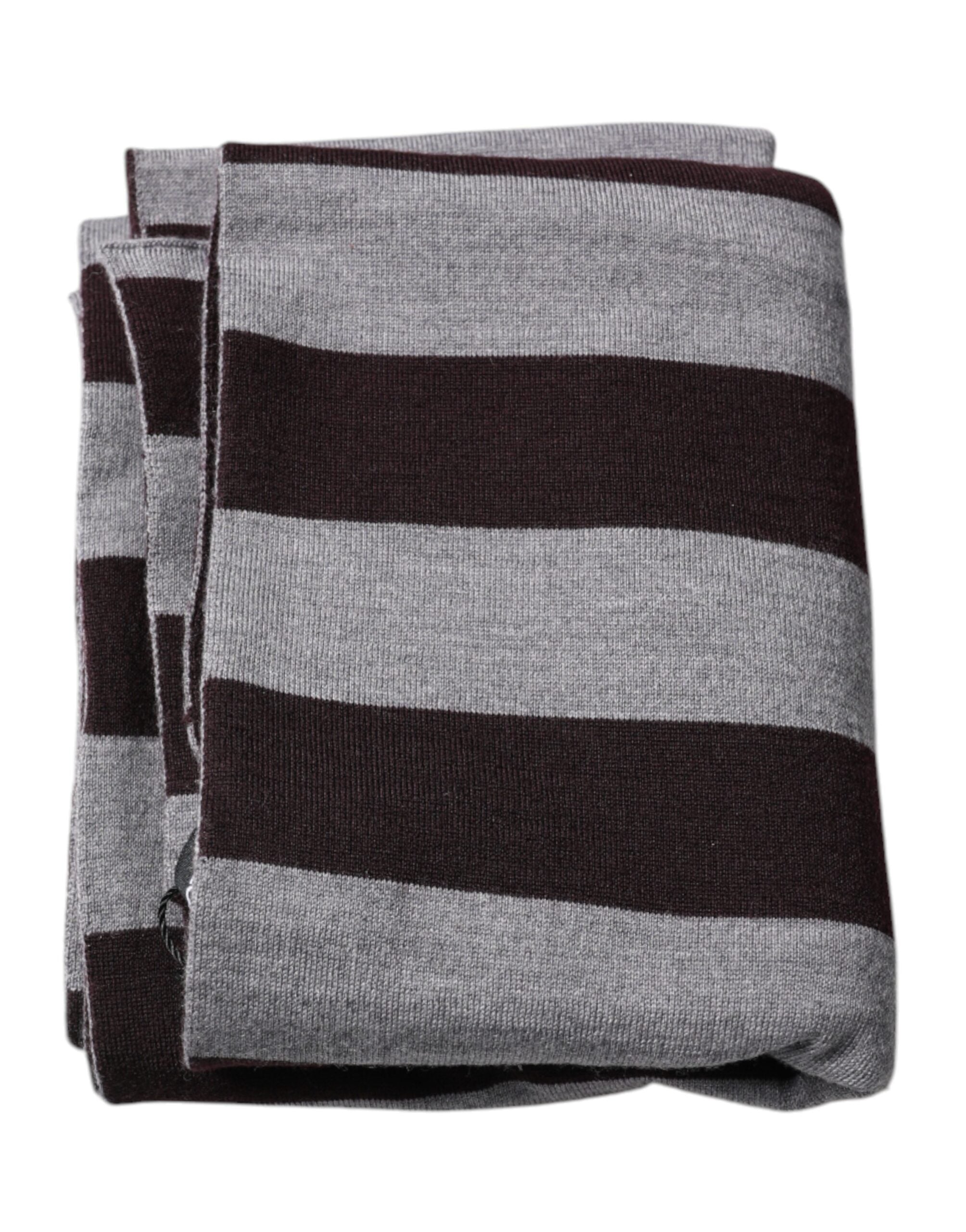 Dolce & Gabbana Black and Grey Striped Wool Scarf