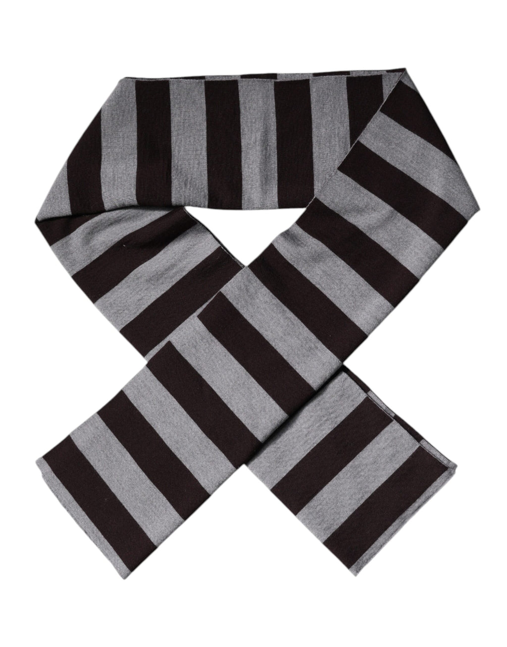 Dolce & Gabbana Black and Grey Striped Wool Scarf