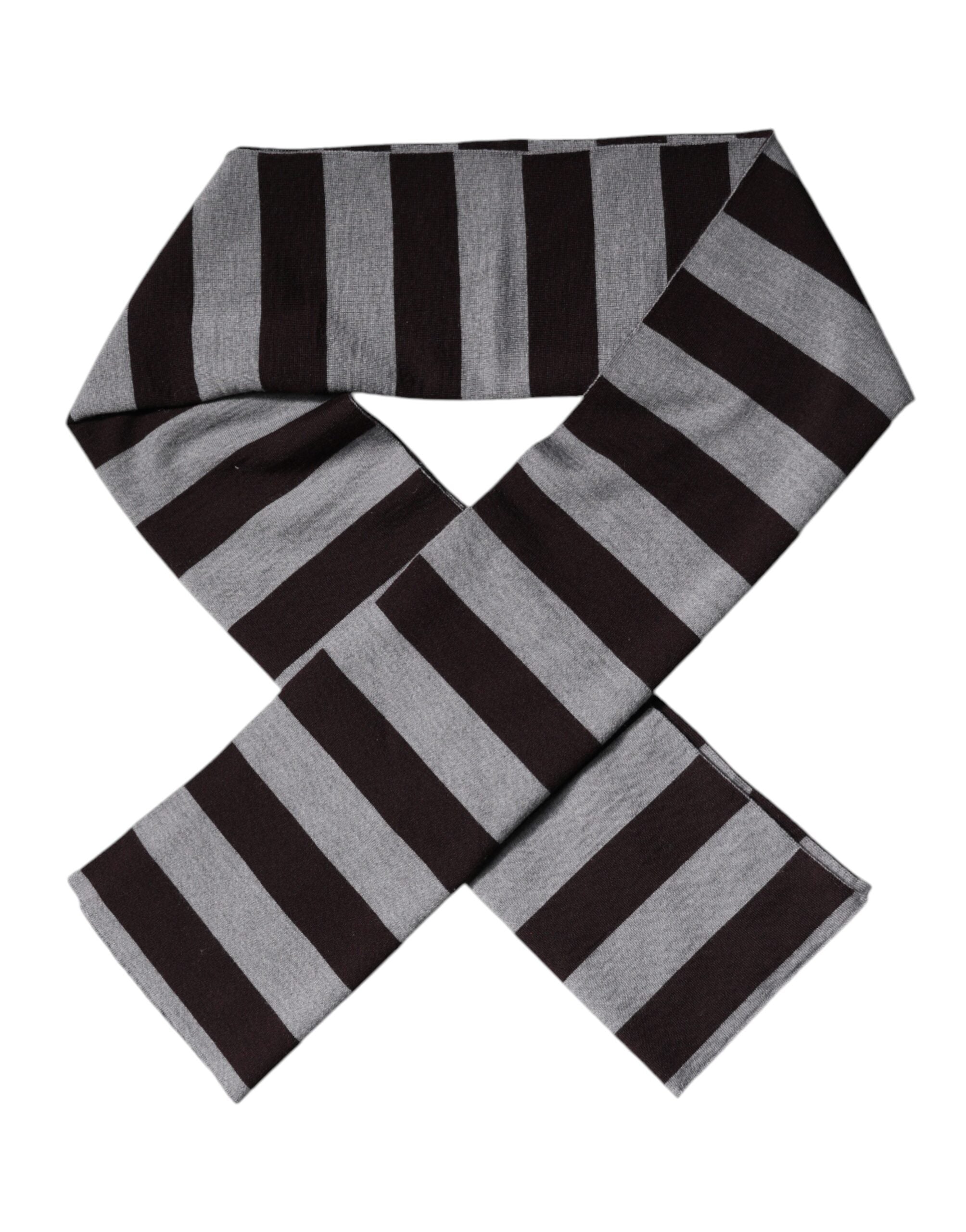 Dolce & Gabbana Black and Grey Striped Wool Scarf