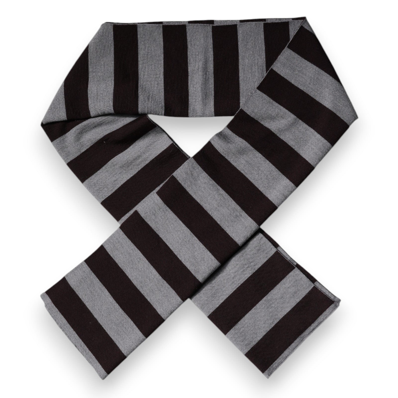 Dolce & Gabbana Black and Grey Striped Wool Scarf