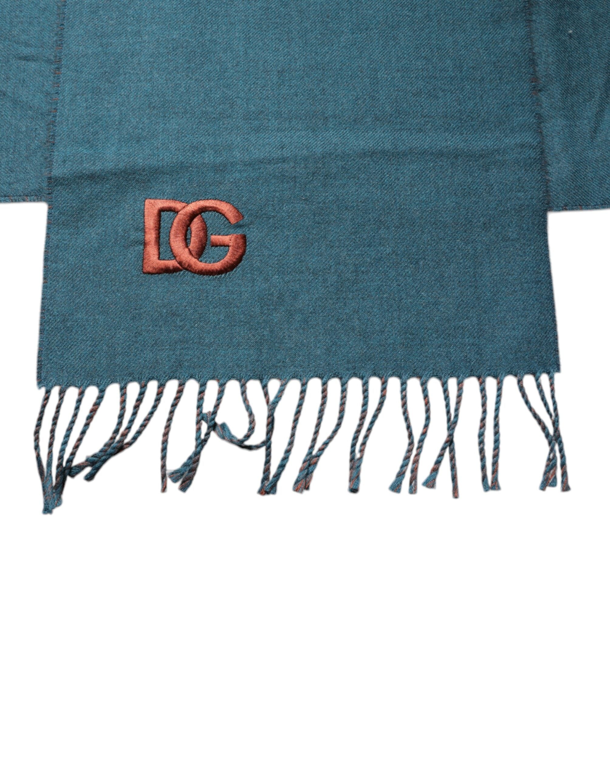 Dolce & Gabbana Blau Grün Wolle Fransen Wickelschal Schal