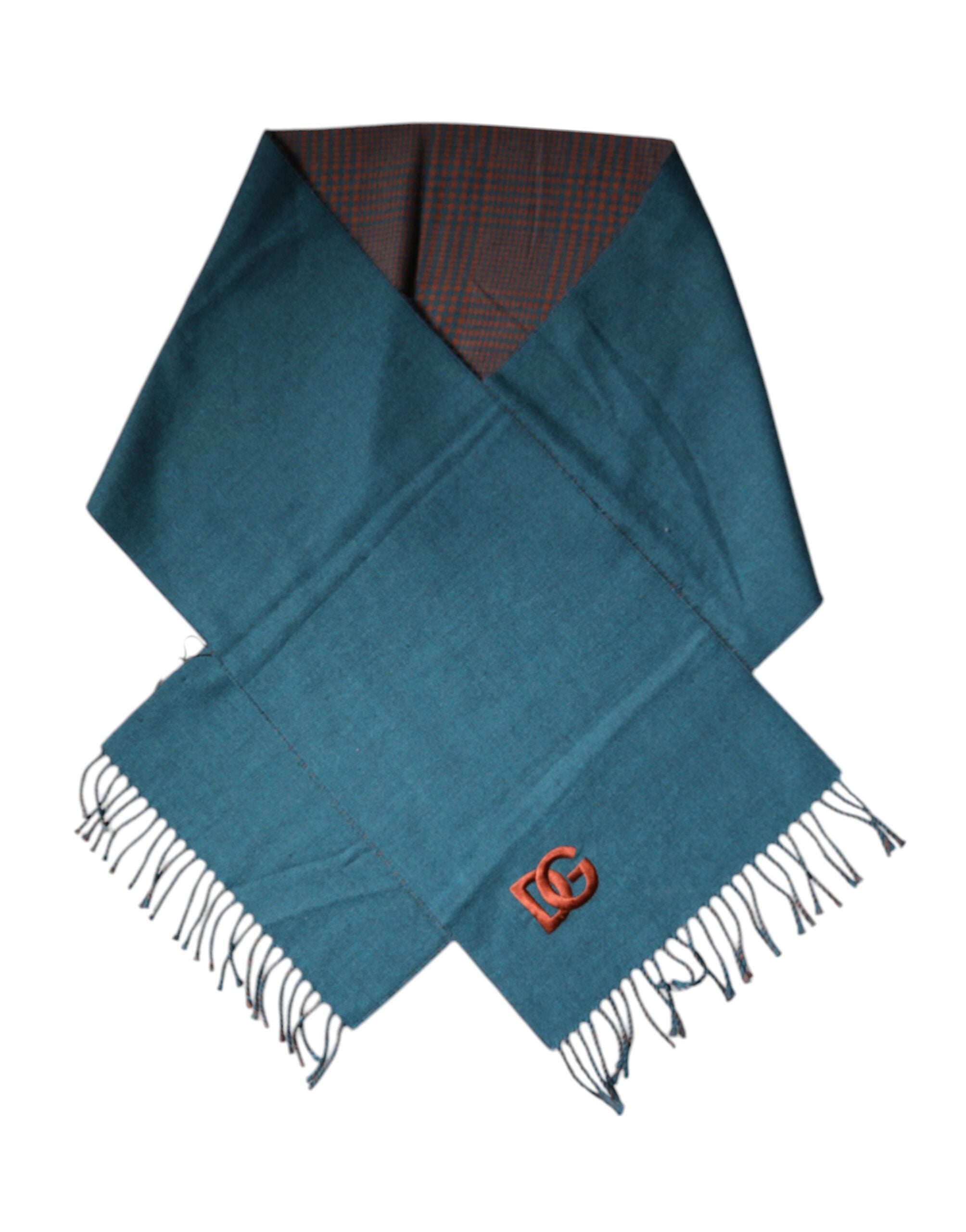 Dolce & Gabbana Blau Grün Wolle Fransen Wickelschal Schal