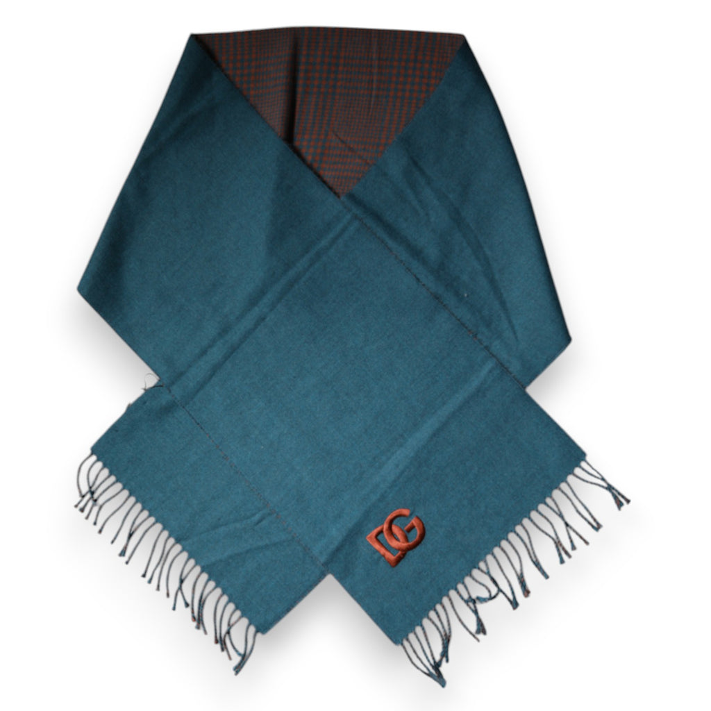 Dolce & Gabbana Blau Grün Wolle Fransen Wickelschal Schal