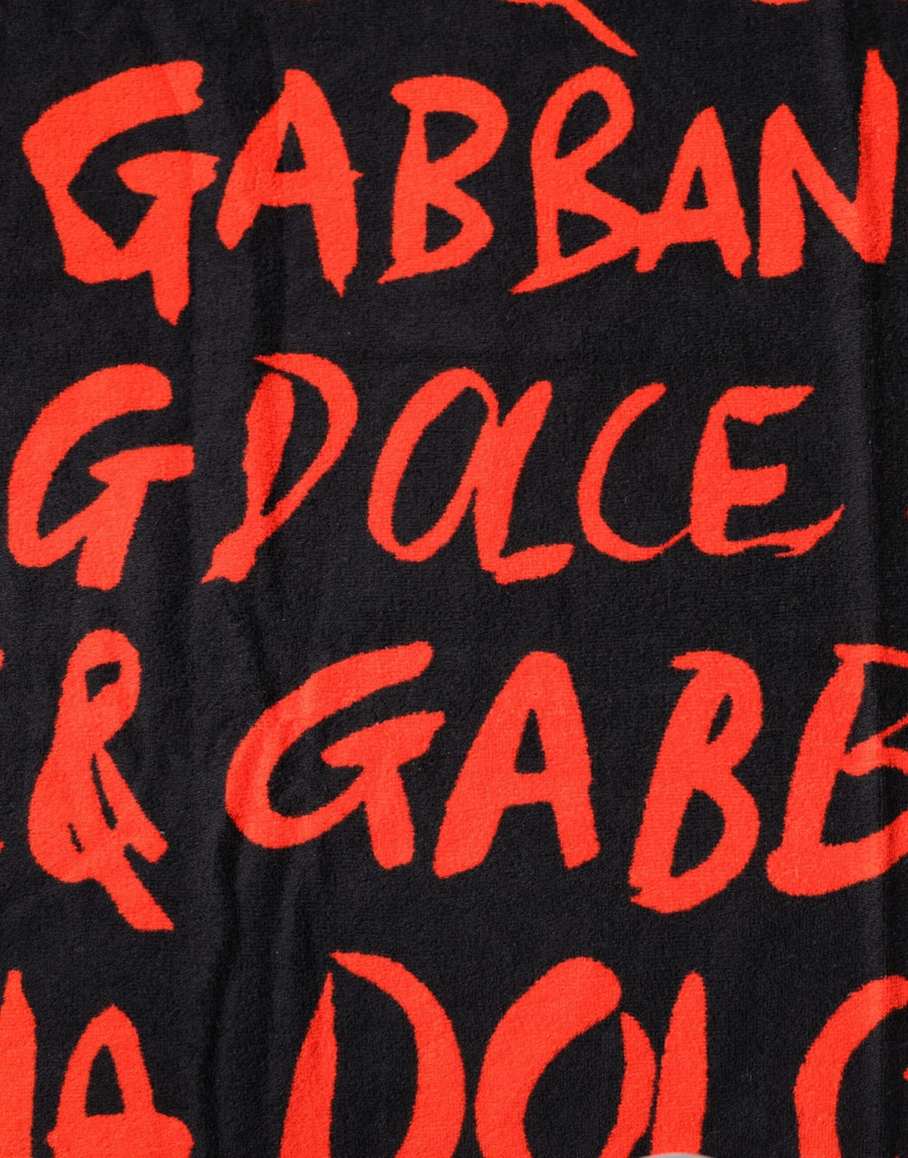Dolce & Gabbana Schwarz-Rot Logo Print Baumwolle Strandtuch