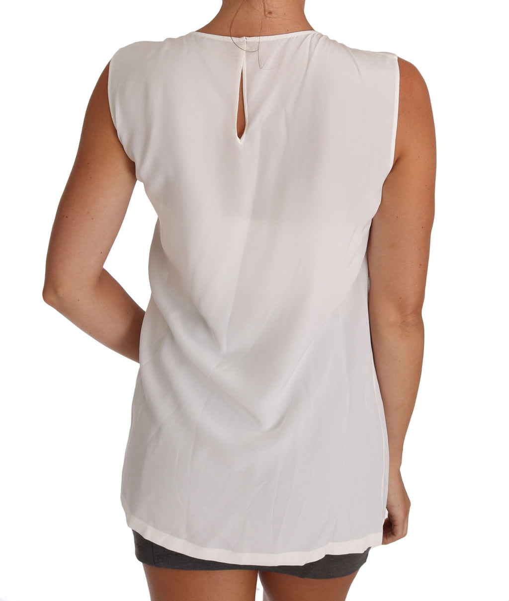 Dolce & Gabbana Weißes Seiden-T-Shirt I LOVE ITALY Cami