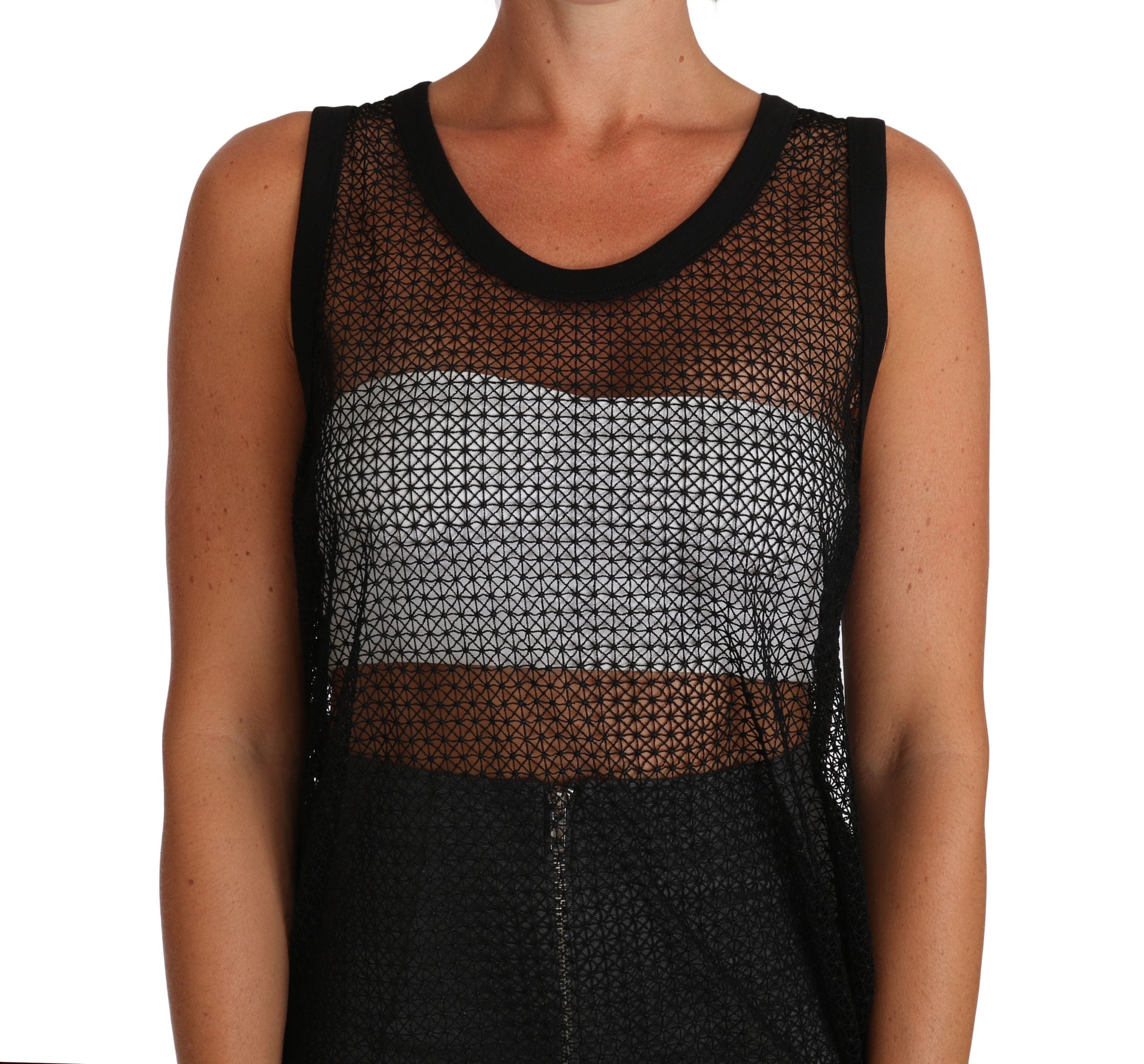 Dolce & Gabbana Black Mesh T-Shirt With Transparent Blouse