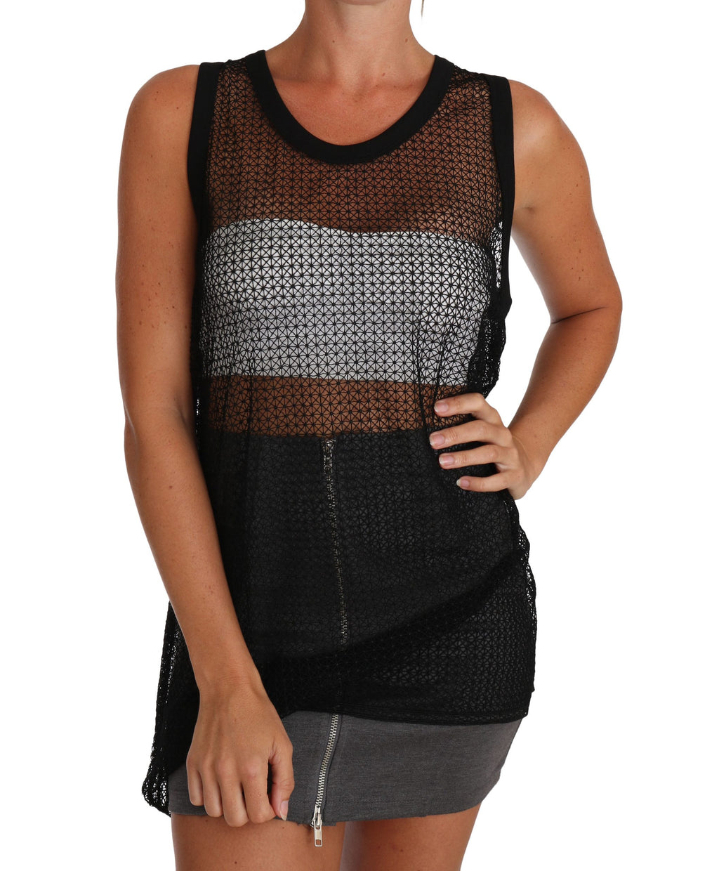 Dolce & Gabbana Black Mesh T-Shirt With Transparent Blouse