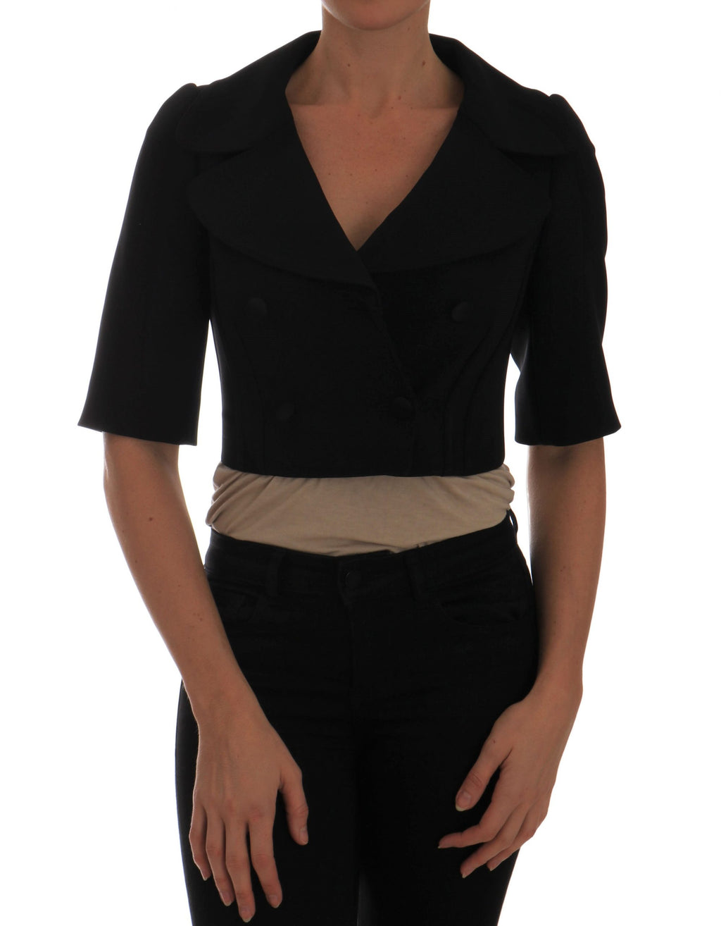Dolce & Gabbana Schwarzer Kurzer Croped Jacket Blazer