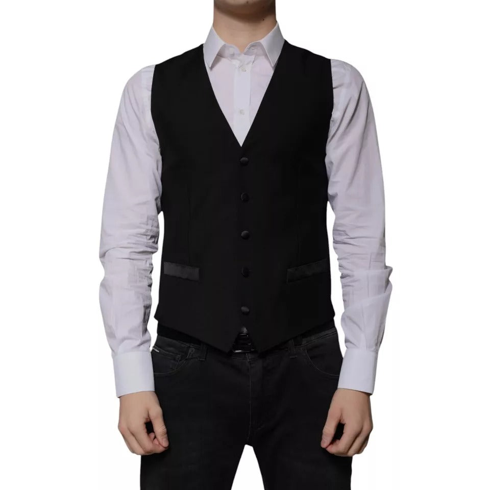 Dolce & Gabbana Schwarz Wolle Formal Dress Männer Weste Weste