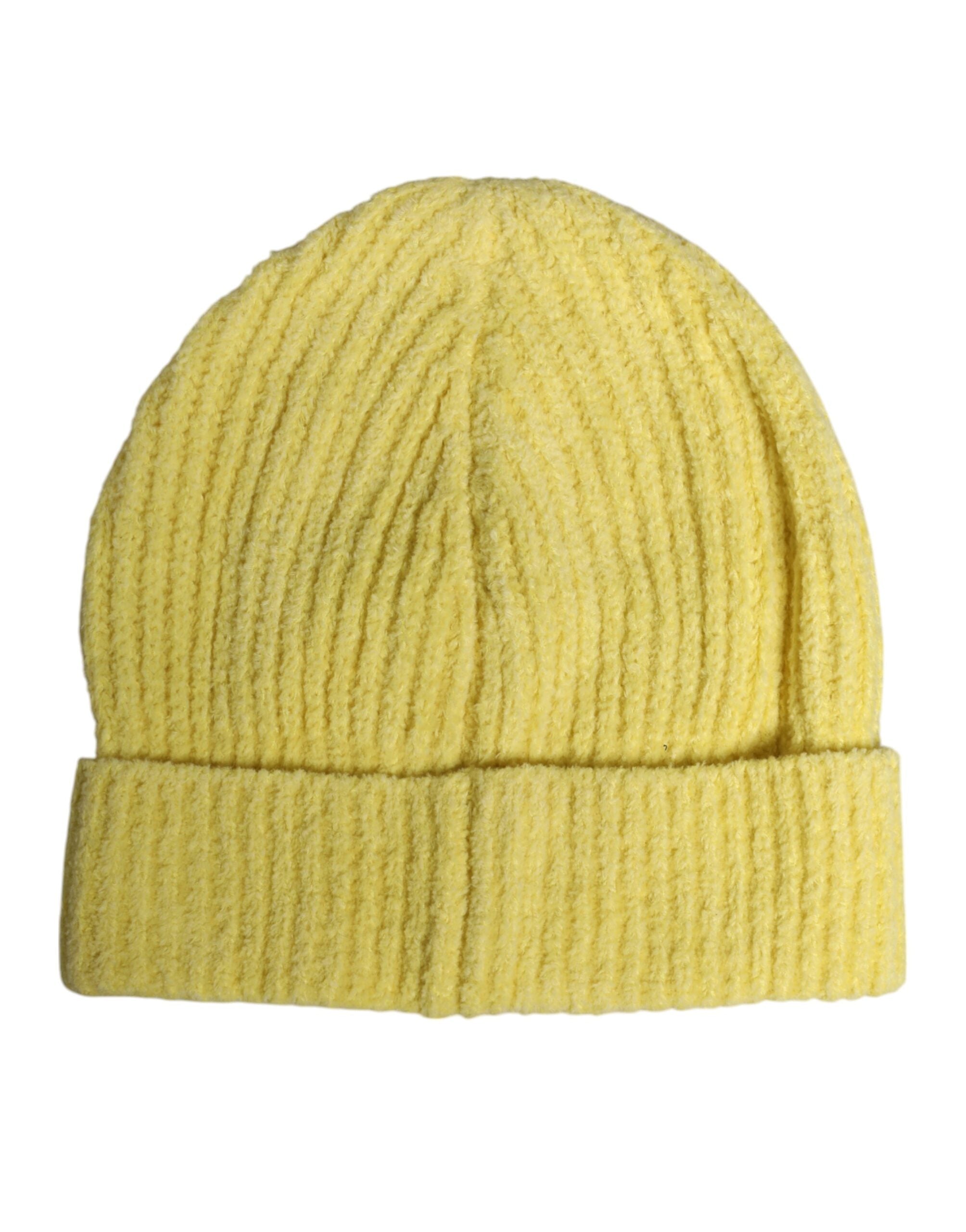 Dolce & Gabbana Gelbe Baumwolle gestrickt Winter Beanie Hut