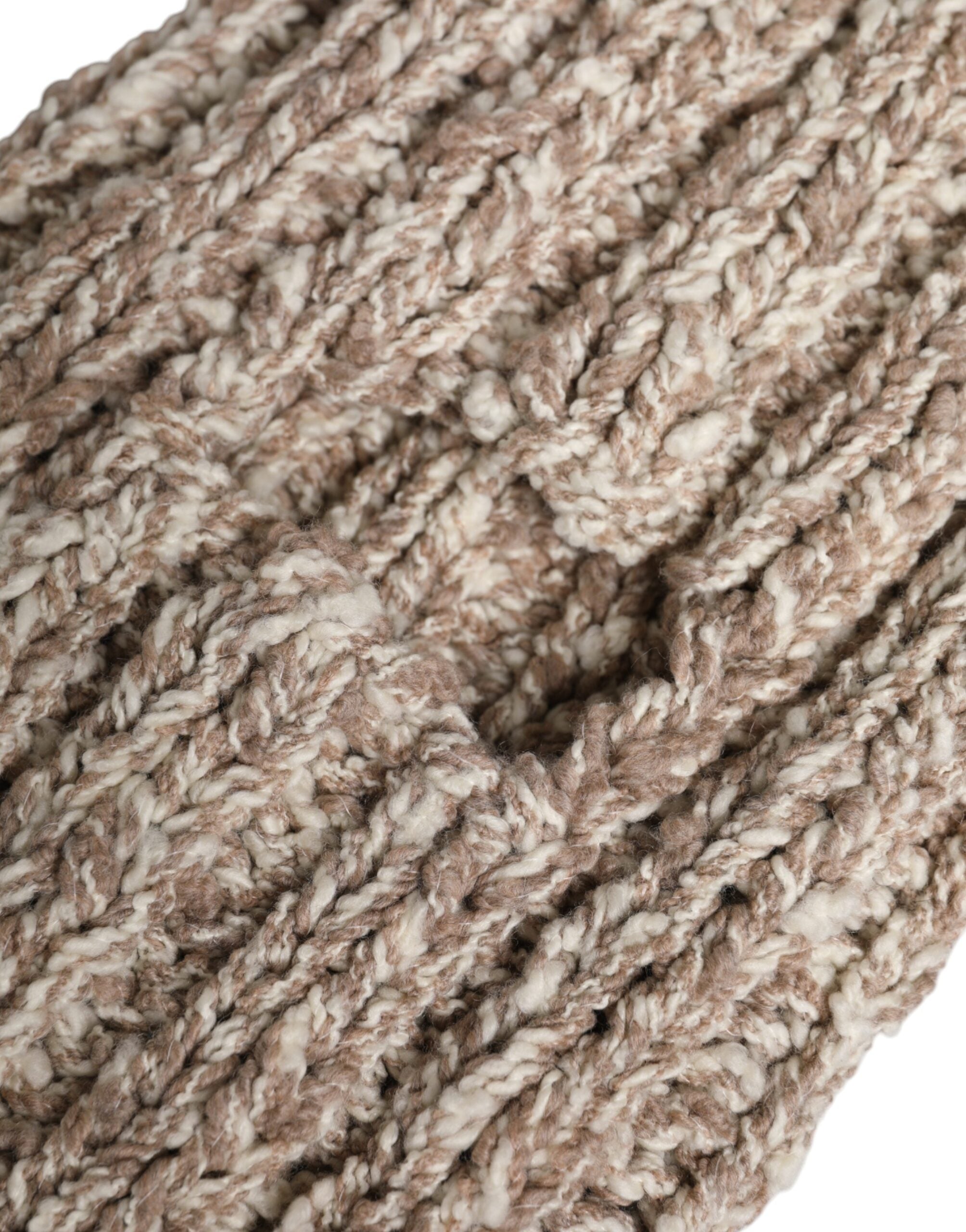 Dolce & Gabbana Beige Wool Knit Ski Mask Balaclava Hat