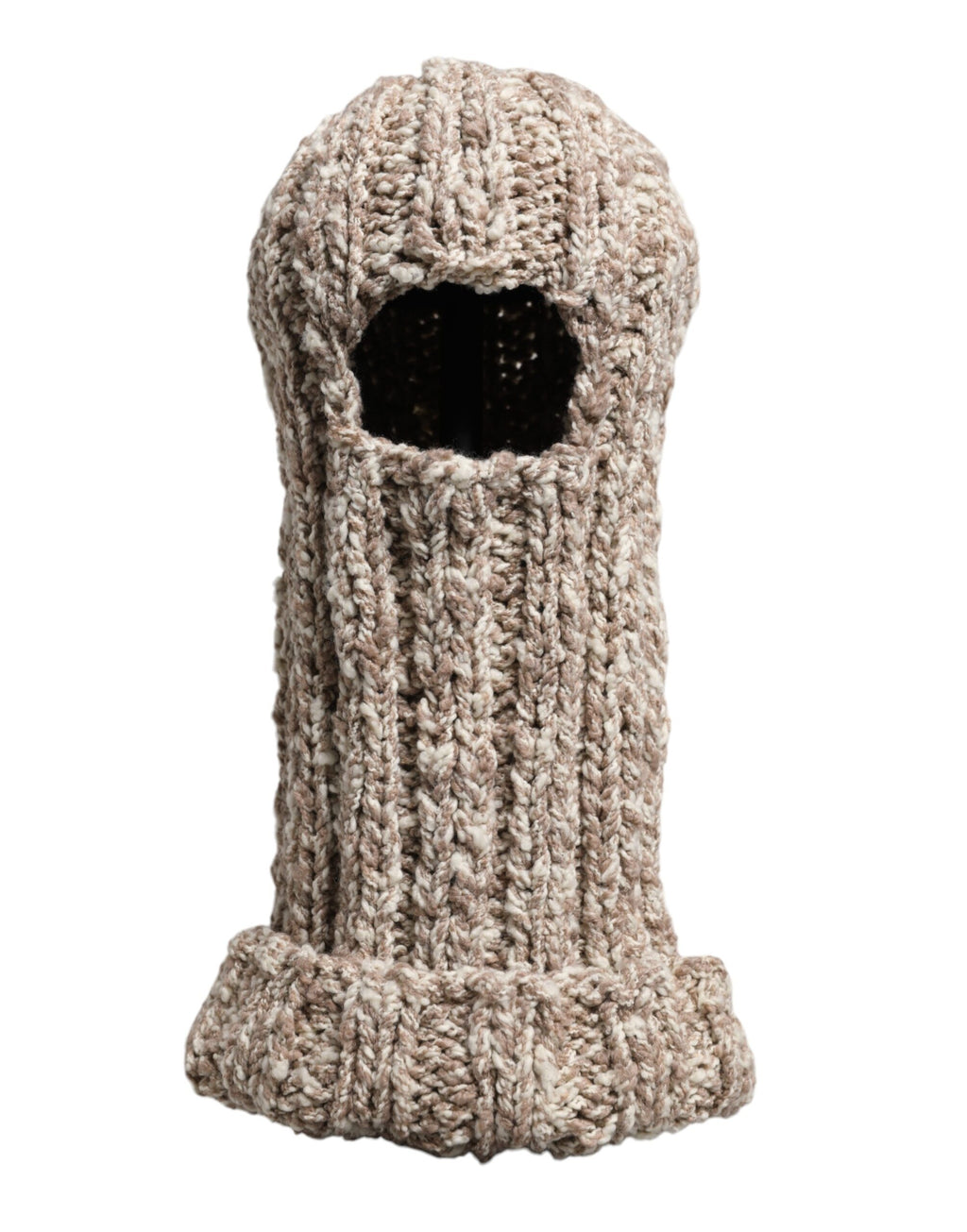 Dolce & Gabbana Beige Wool Knit Ski Mask Balaclava Hat