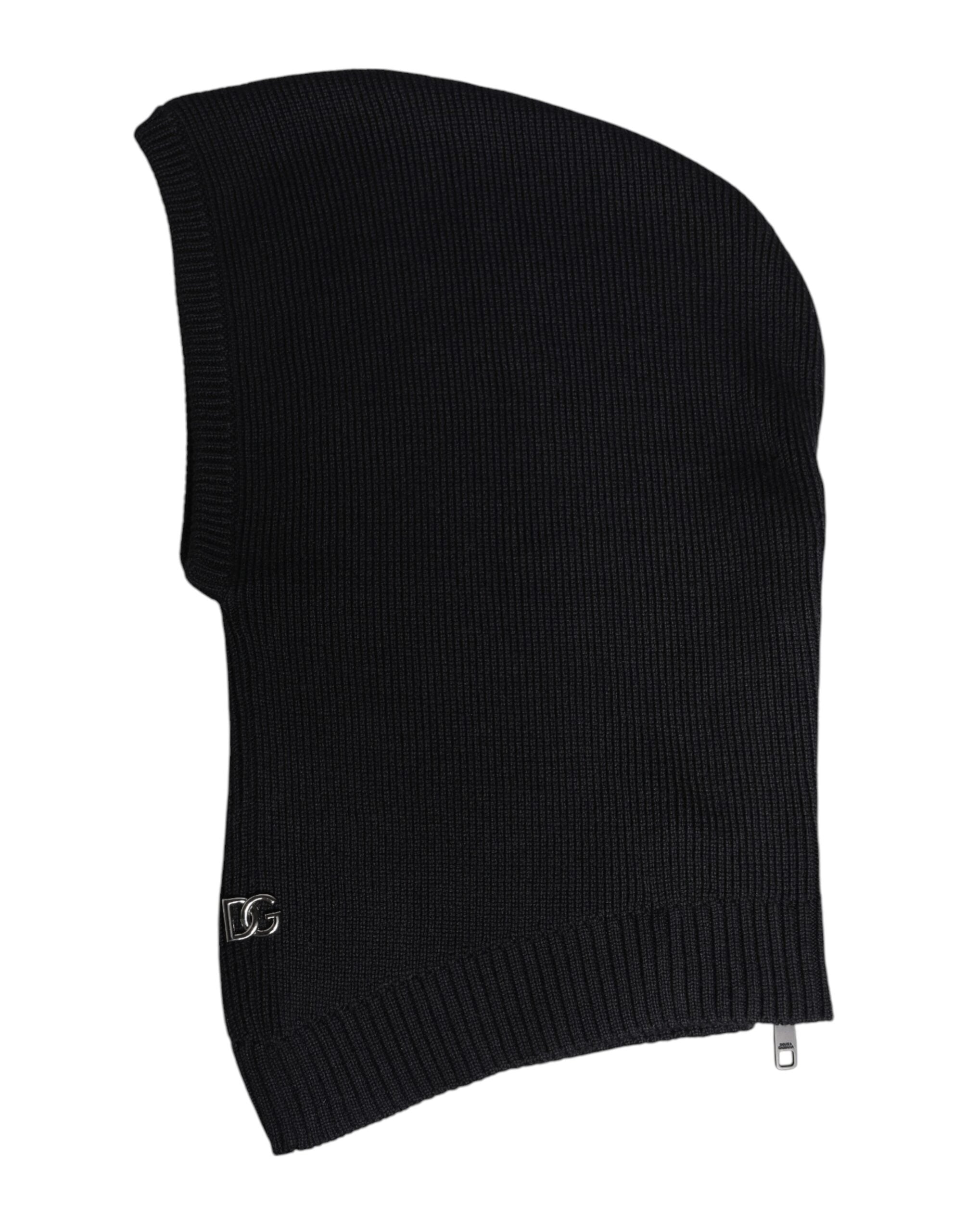 Dolce & Gabbana Black Wool Full Head Wrap Balaclava Hat
