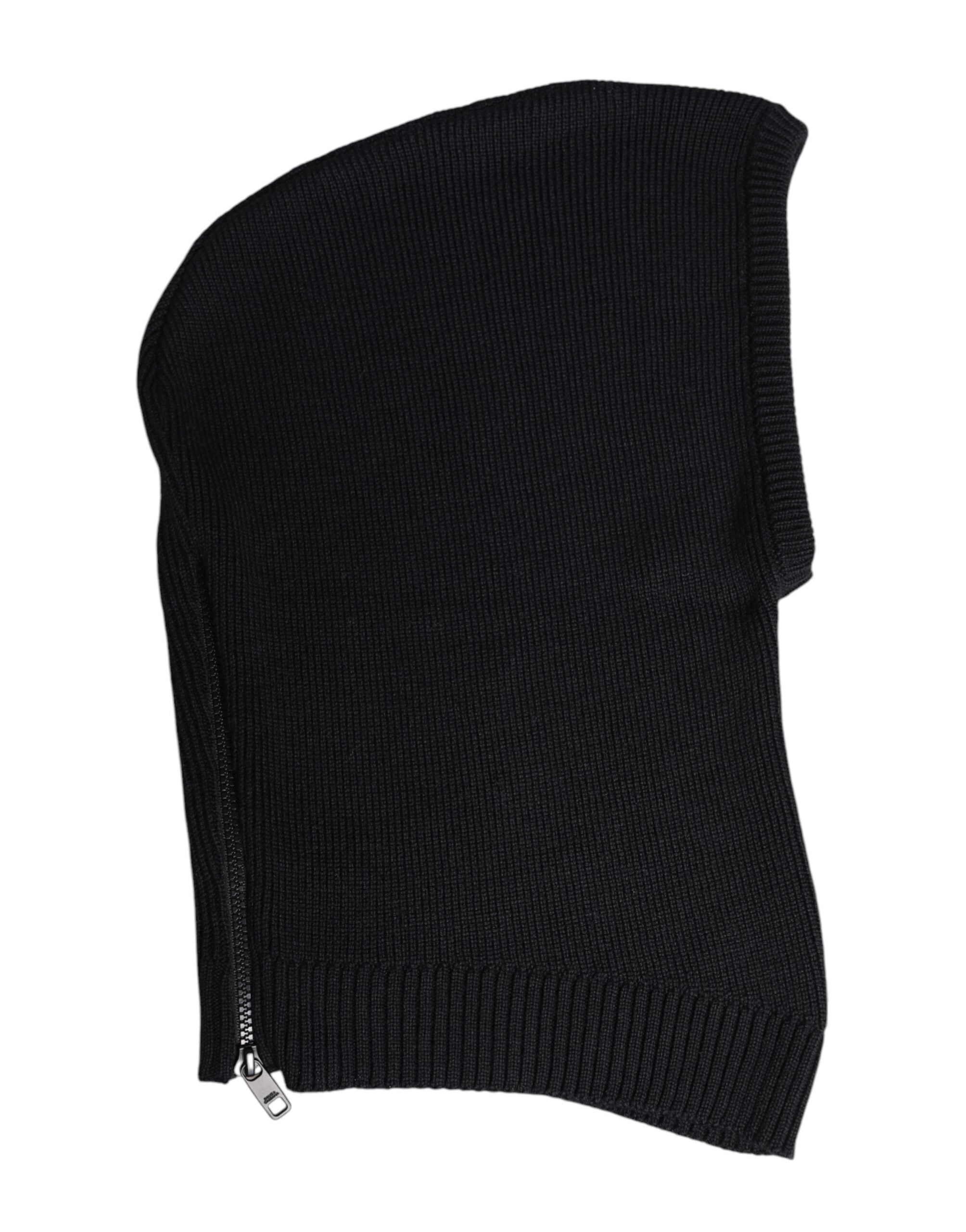 Dolce & Gabbana Black Wool Full Head Wrap Balaclava Hat