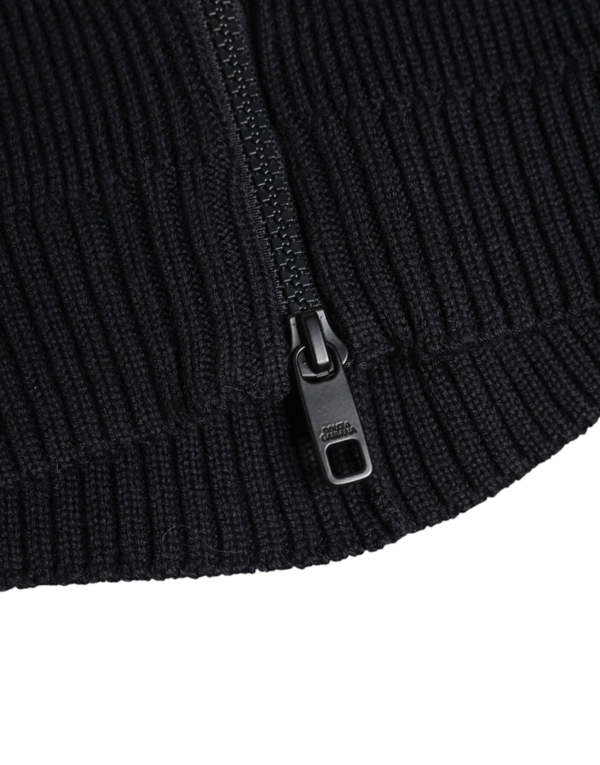 Dolce & Gabbana Black Wool Full Head Wrap Balaclava Hat