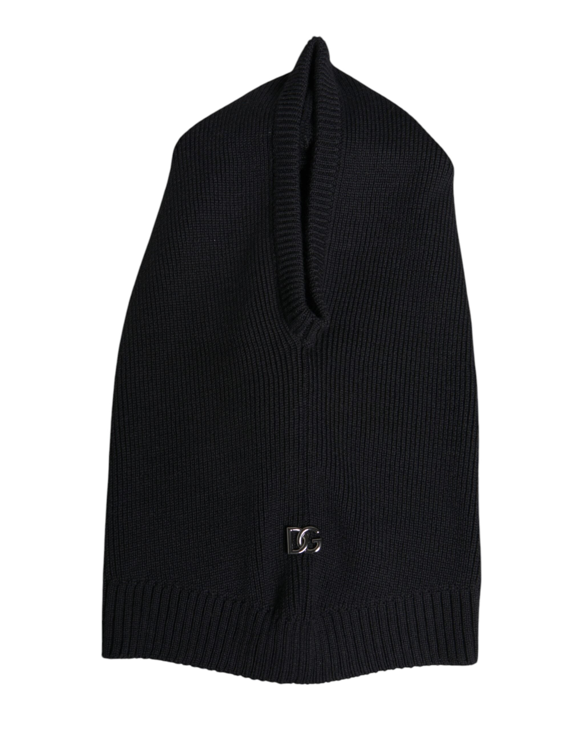 Dolce & Gabbana Black Wool Full Head Wrap Balaclava Hat