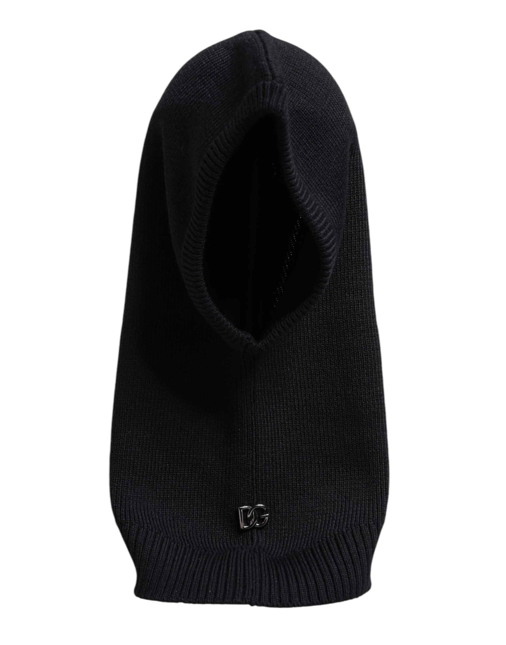 Dolce & Gabbana Black Wool Full Head Wrap Balaclava Hat