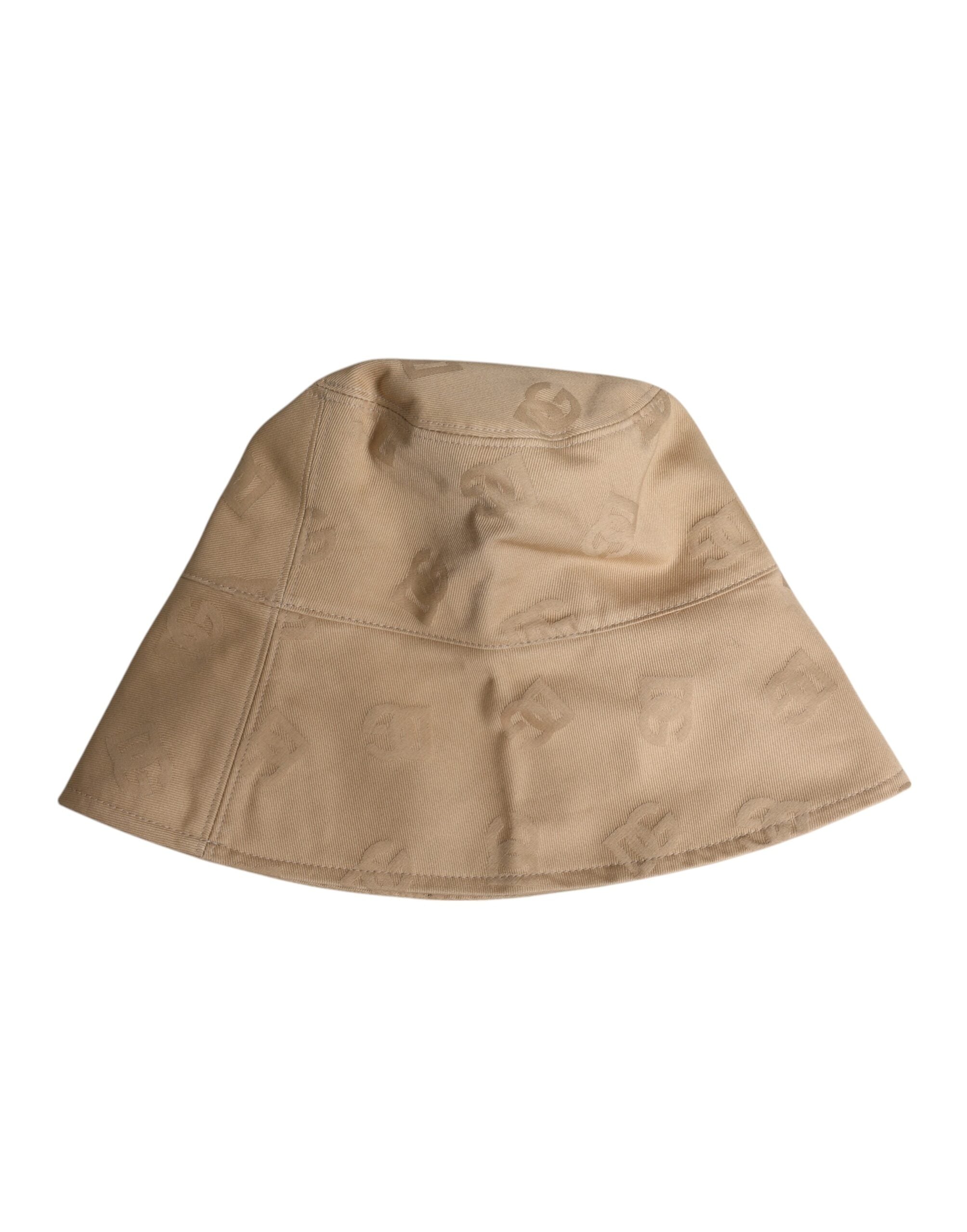 Dolce & Gabbana Beige Logo-Monogramm-Baumwoll-Eimerkappe