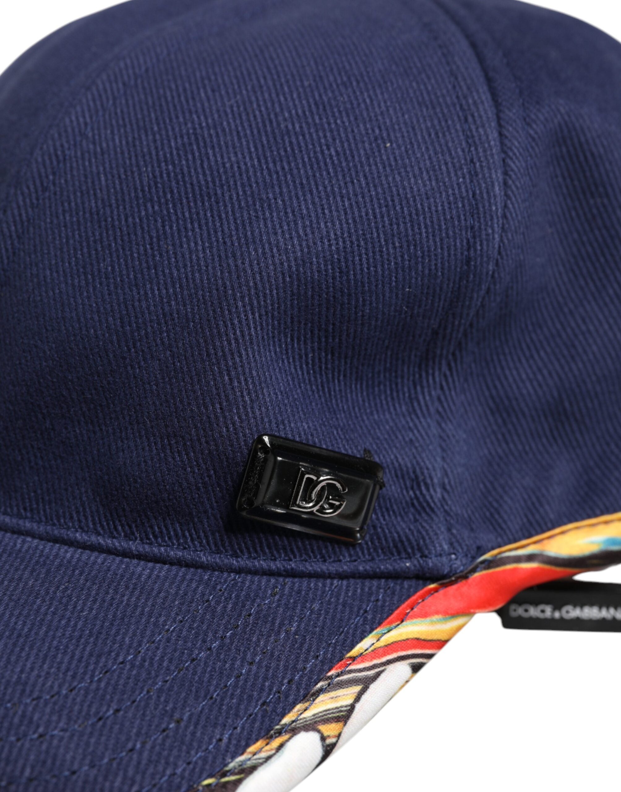 Dolce & Gabbana Baseballkappe aus blauer Baumwolle mit 6 Feldern