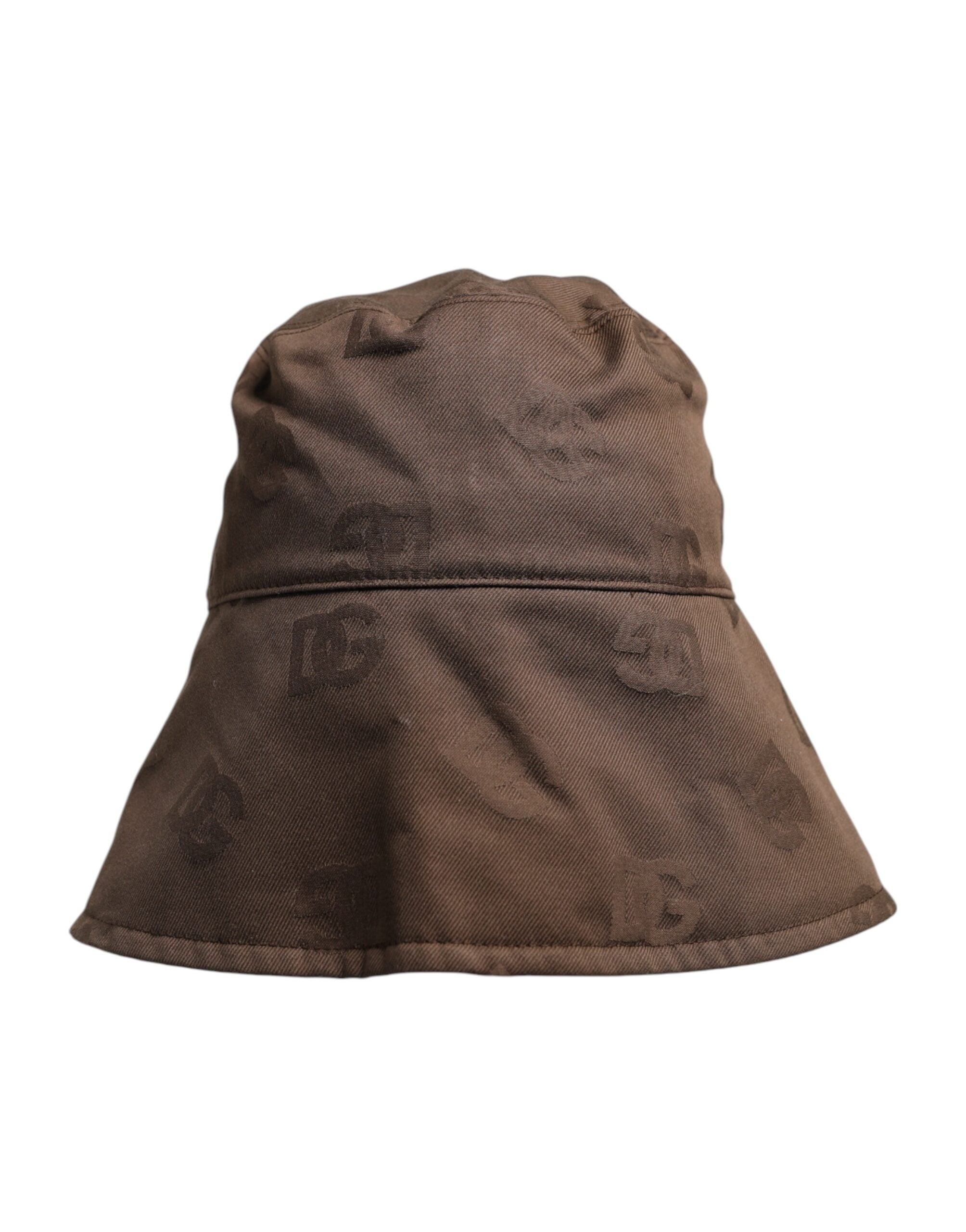 Dolce & Gabbana Braune Logo-Monogramm-Eimerkappe aus Baumwolle