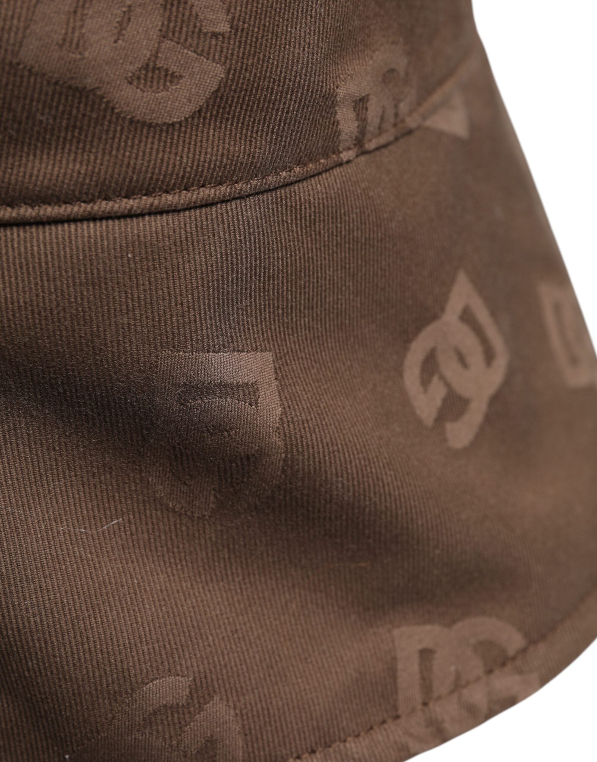 Dolce & Gabbana Braune Logo-Monogramm-Eimerkappe aus Baumwolle