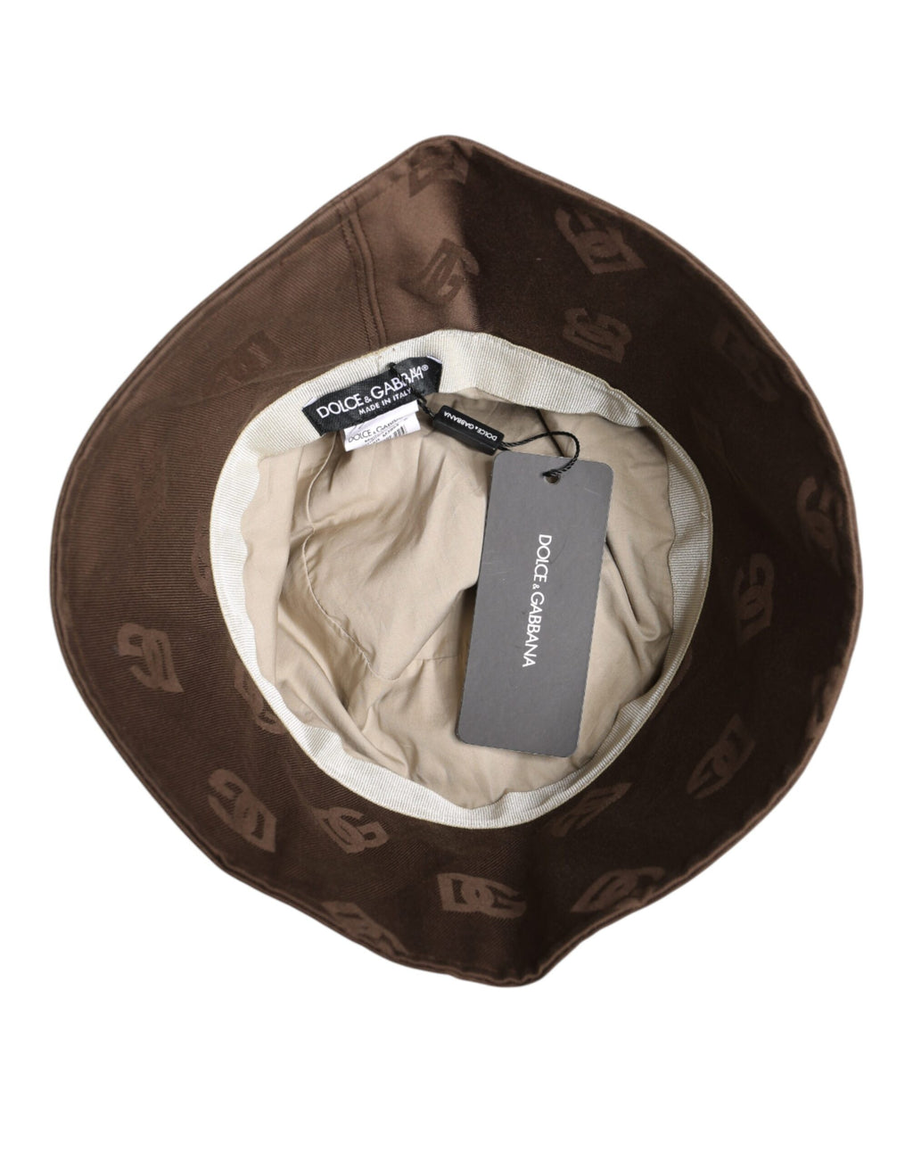 Dolce & Gabbana Braune Logo-Monogramm-Eimerkappe aus Baumwolle