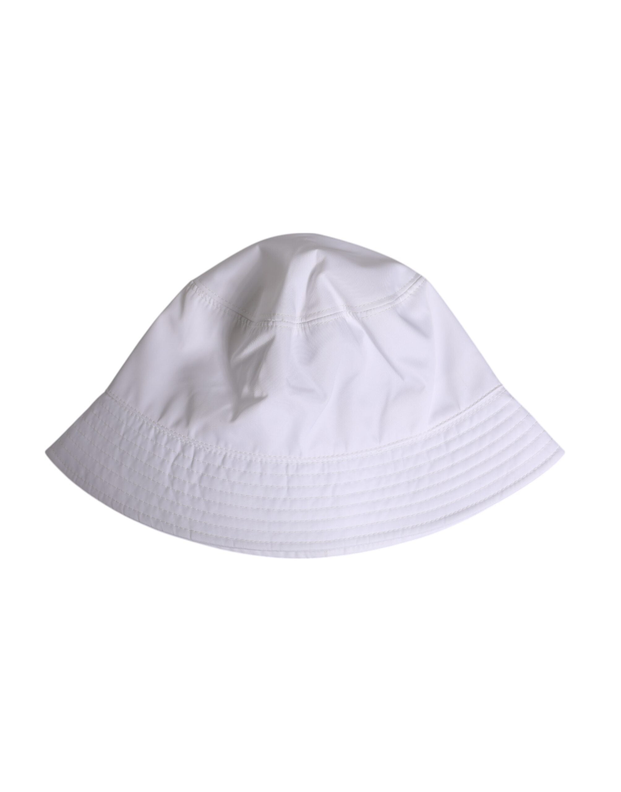 Dolce & Gabbana White Cotton Wide-Brim Bucket Hat