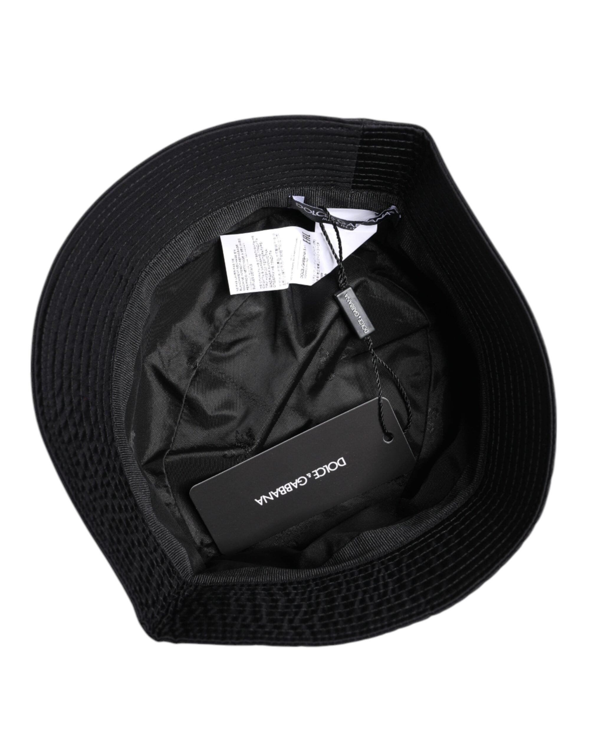 Dolce & Gabbana Black Cotton Broad Brim Bucket Hat