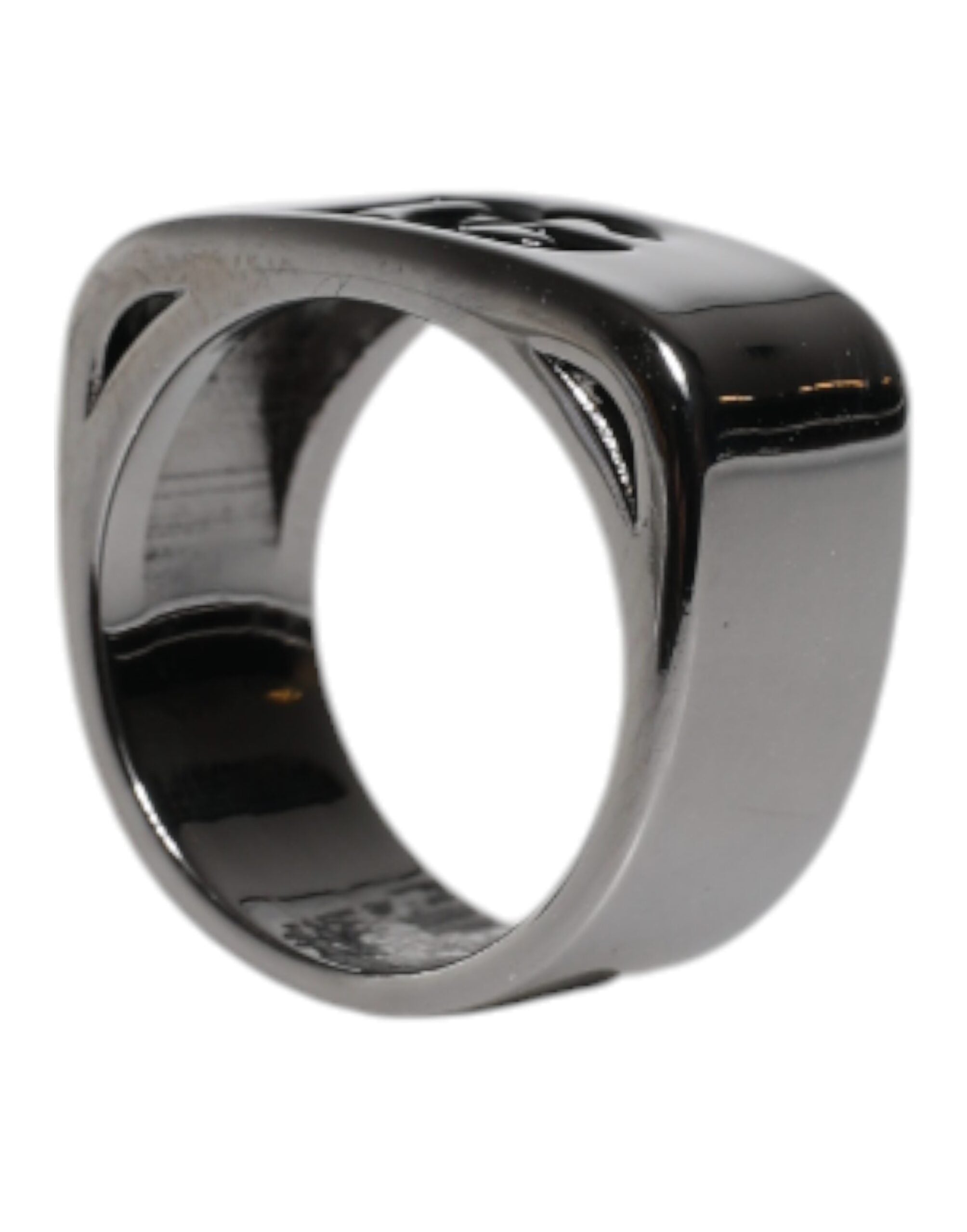 Dolce & Gabbana Silver-Tone Brass DG Logo Ring
