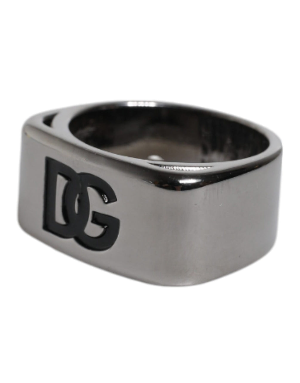 Dolce & Gabbana Silver-Tone Brass DG Logo Ring