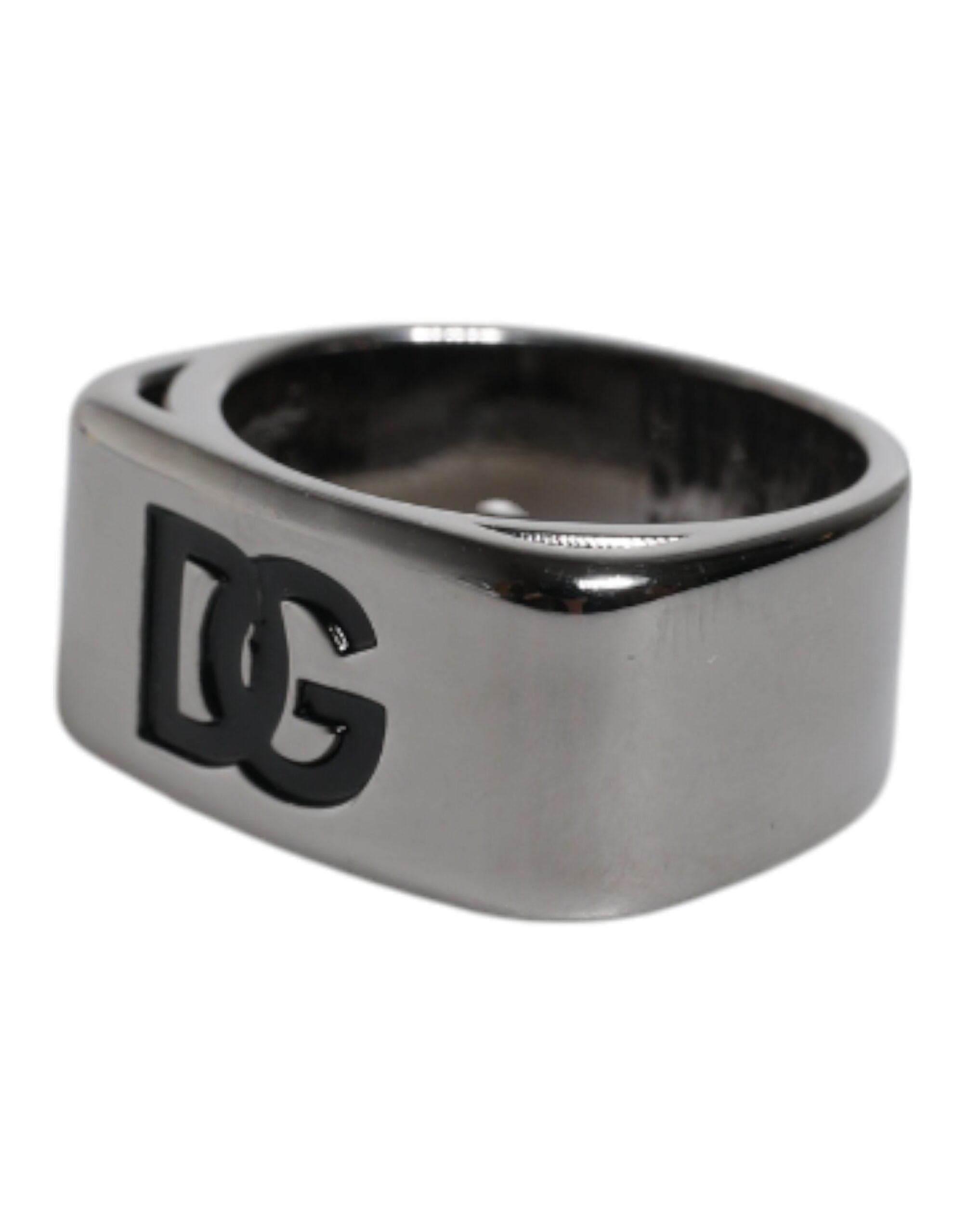 Dolce & Gabbana Silver-Tone Brass DG Logo Ring