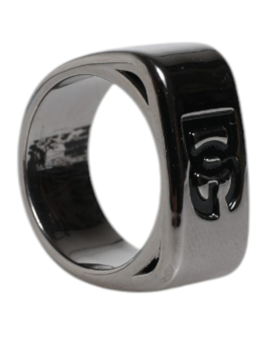 Dolce & Gabbana Silver-Tone Brass DG Logo Ring