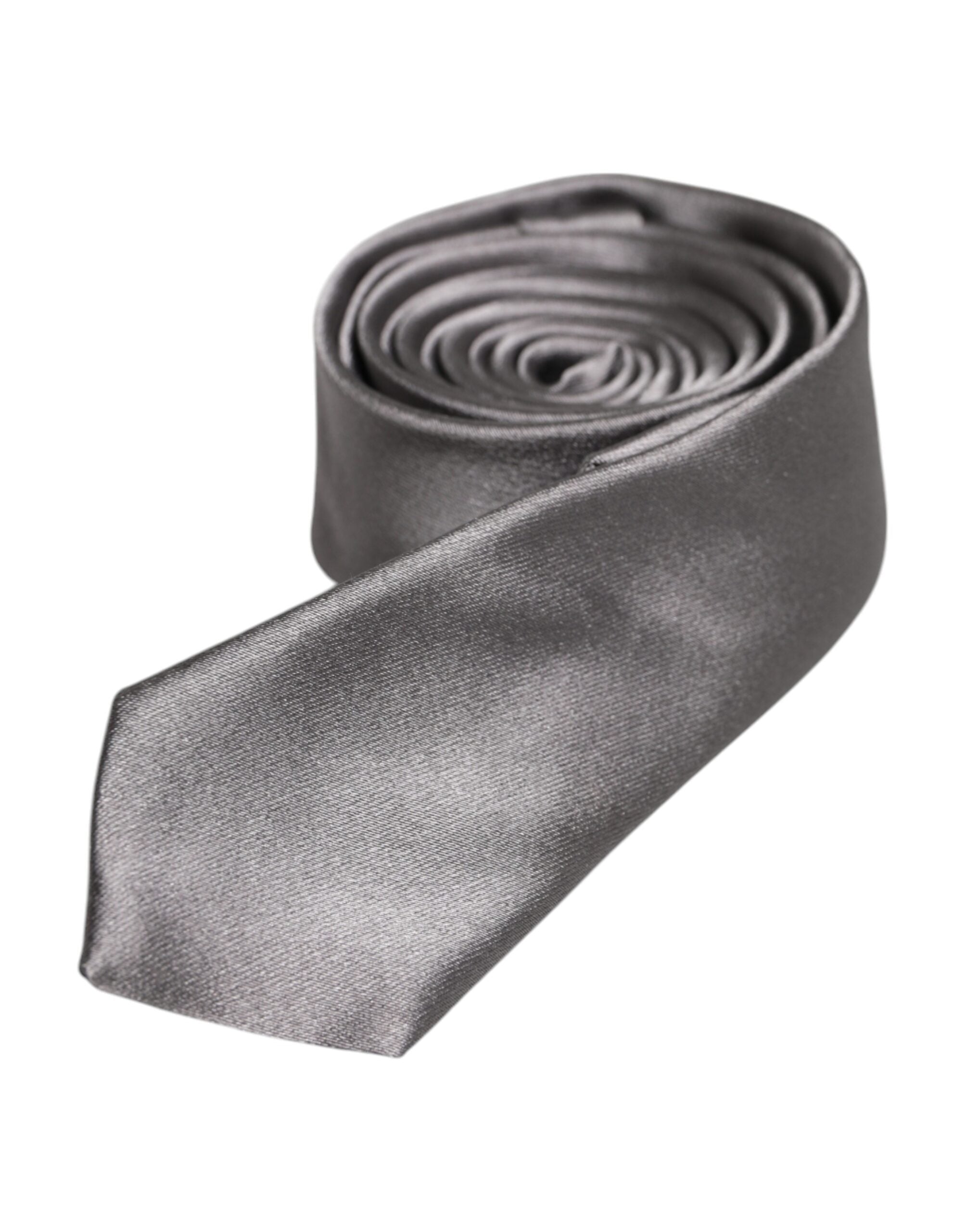 Dolce & Gabbana Silver Silk Tie Metallic Adjustable Tie