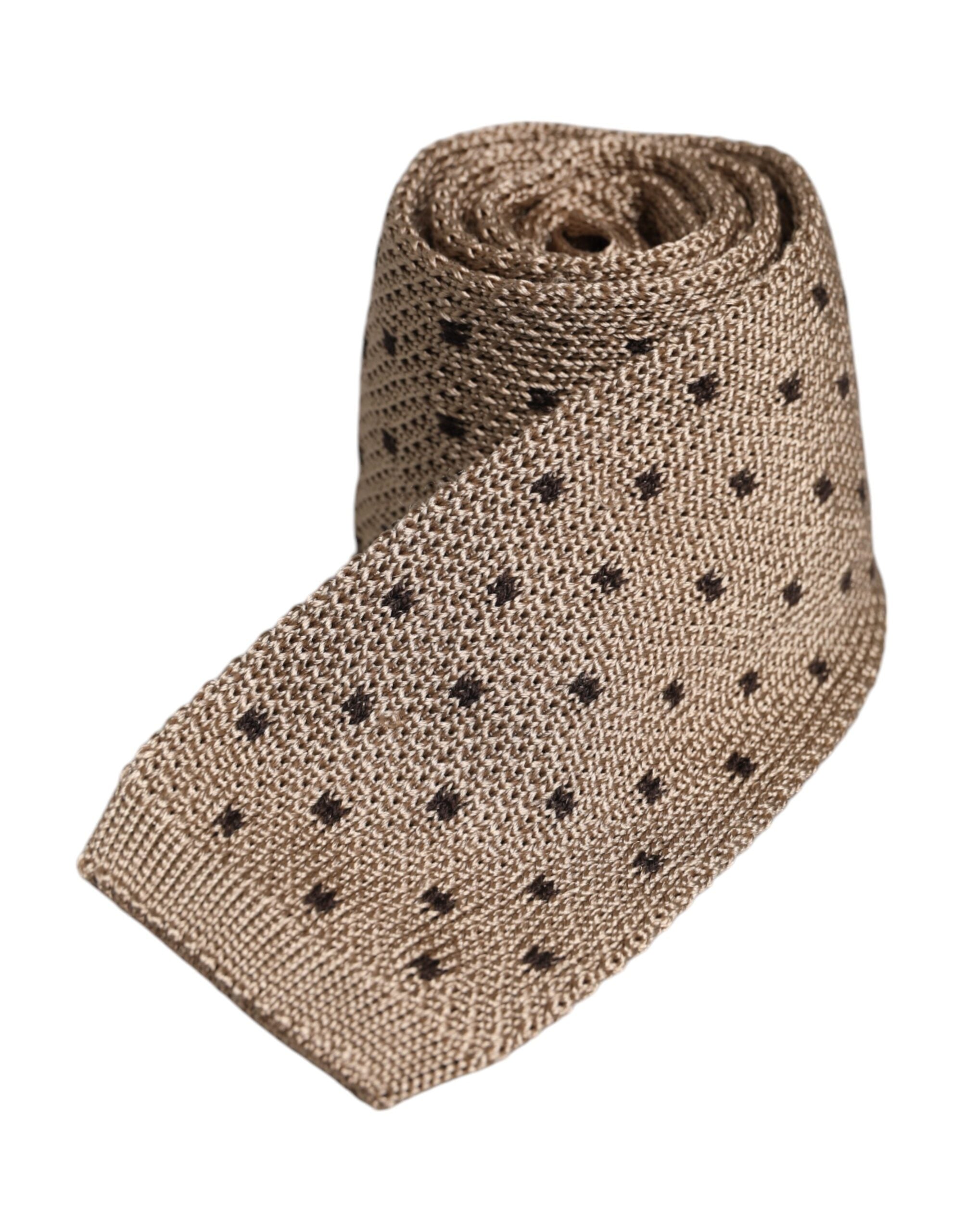 Dolce & Gabbana Beige gepunktete Seidenkrawatte Verstellbare Krawatte