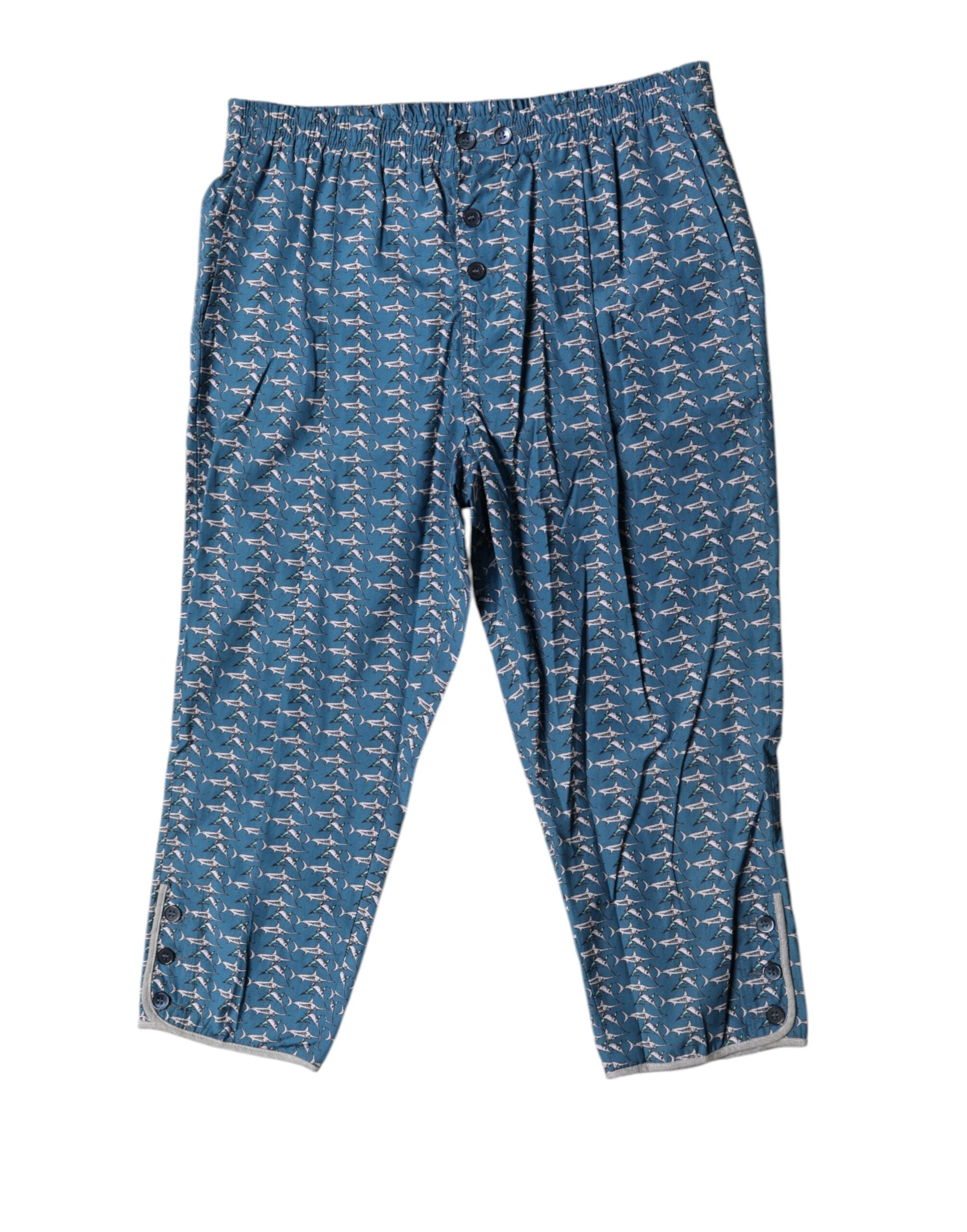 Dolce & Gabbana Blue Shark Print Cropped Swimwear Swimwear
