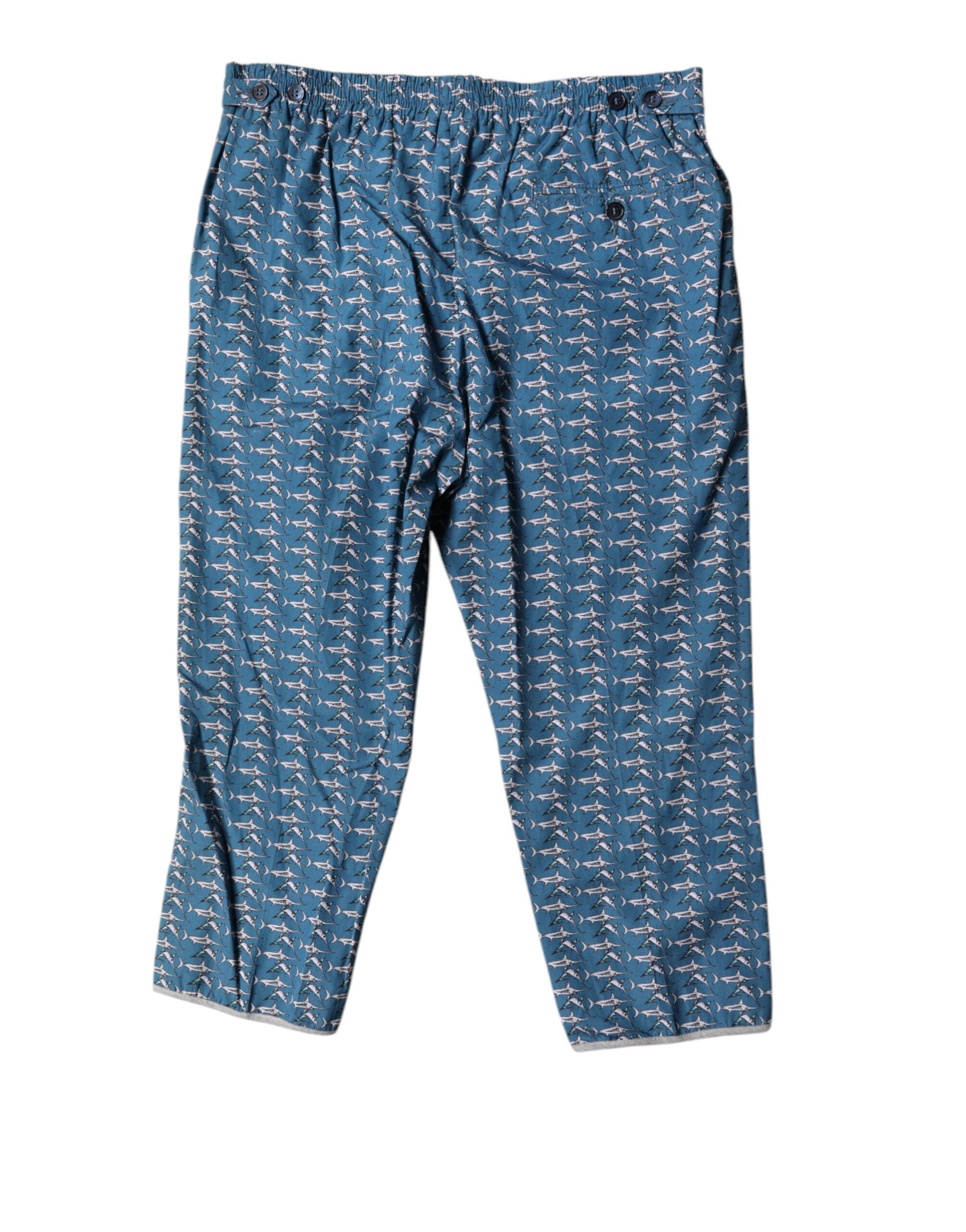 Dolce & Gabbana Blue Shark Print Cropped Swimwear Swimwear