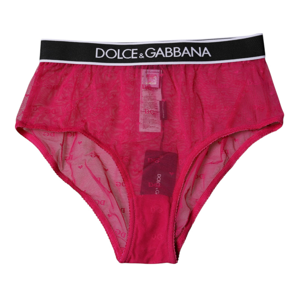 Dolce & Gabbana Fuchsia Tulle Nylon Mid-Rise Panty Underwear