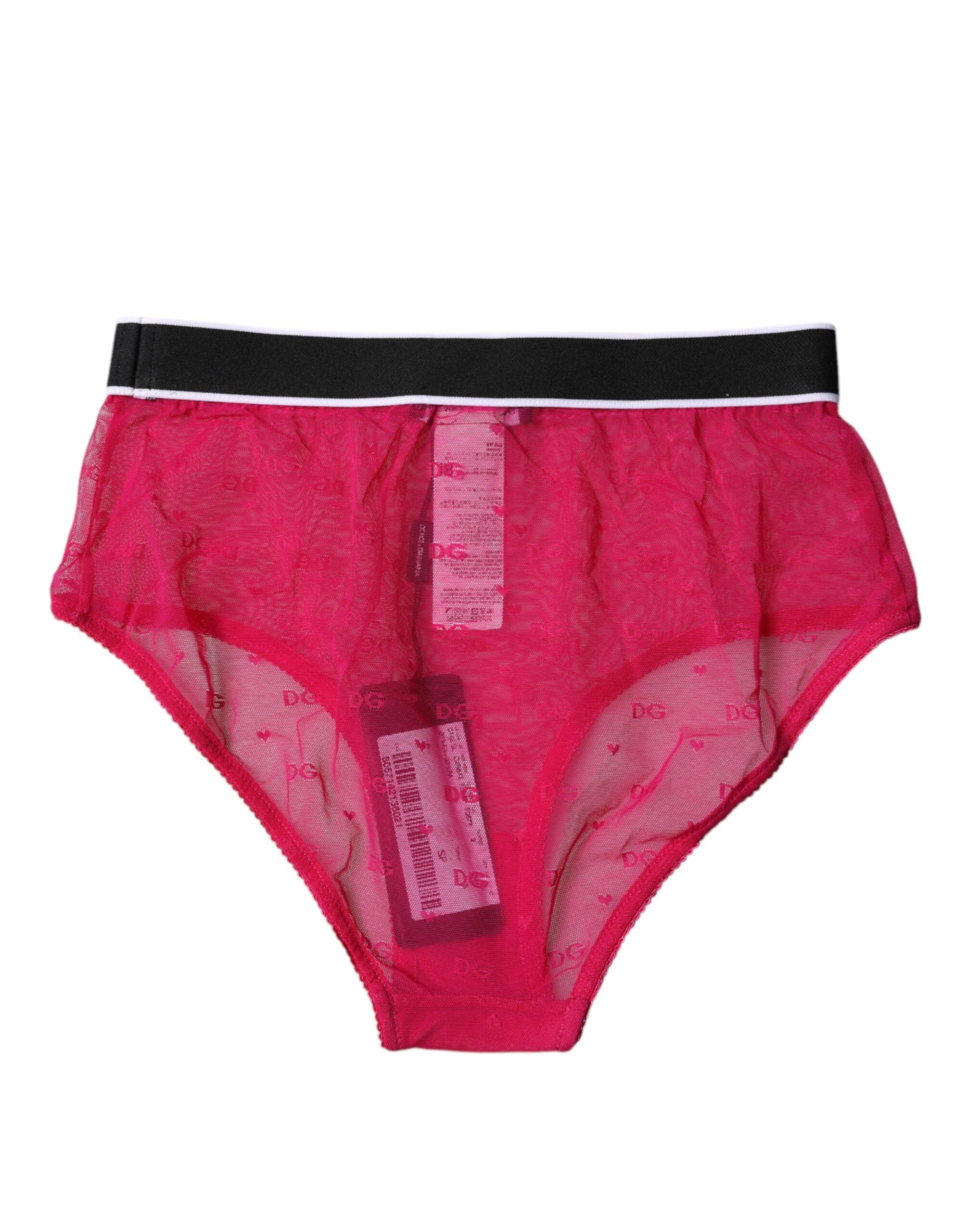 Dolce & Gabbana Fuchsia Tulle Nylon Mid-Rise Panty Underwear