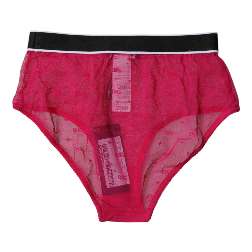 Dolce & Gabbana Fuchsia Tulle Nylon Mid-Rise Panty Underwear