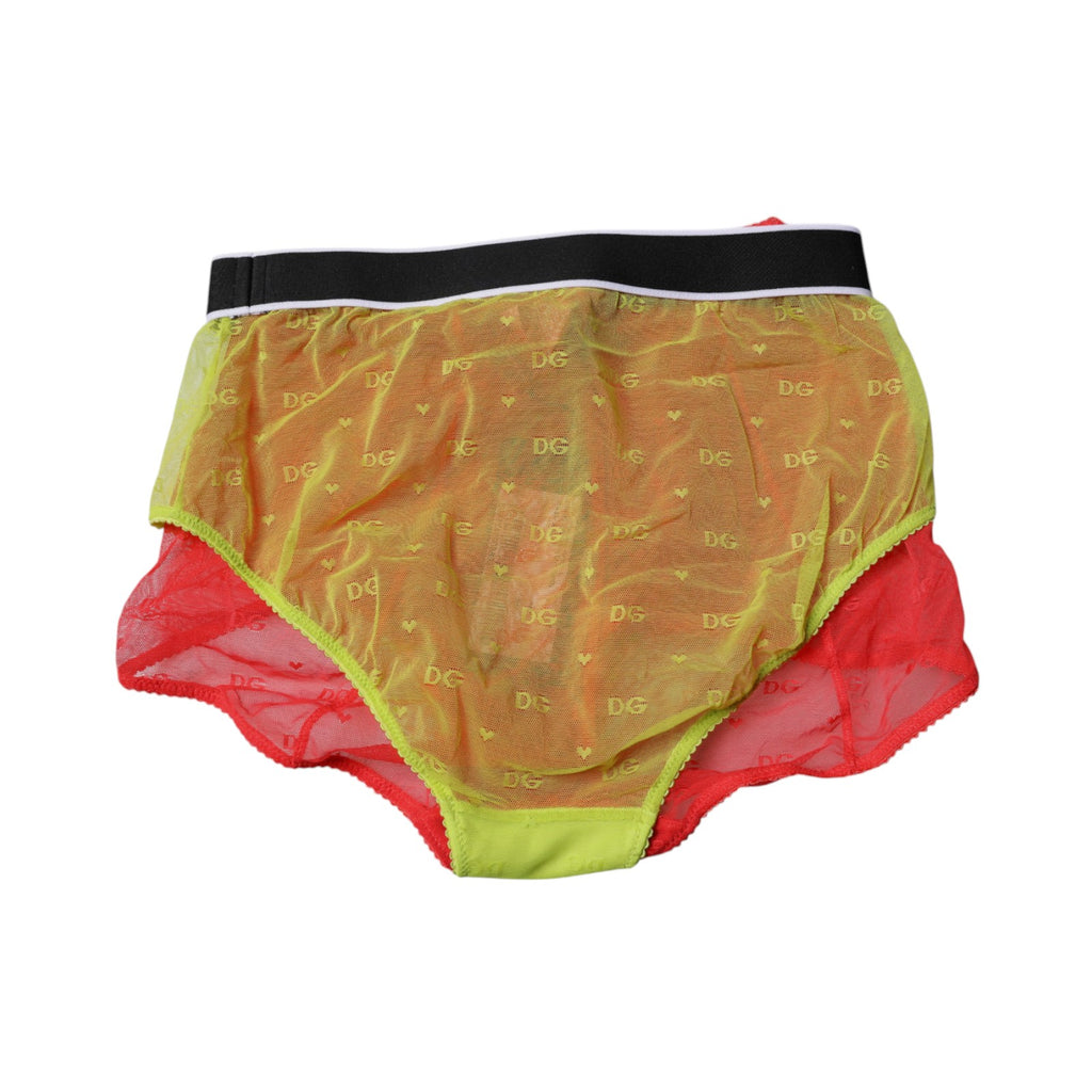 Dolce & Gabbana Rot Gelb Tüll Mid Taille Panty Unterwäsche
